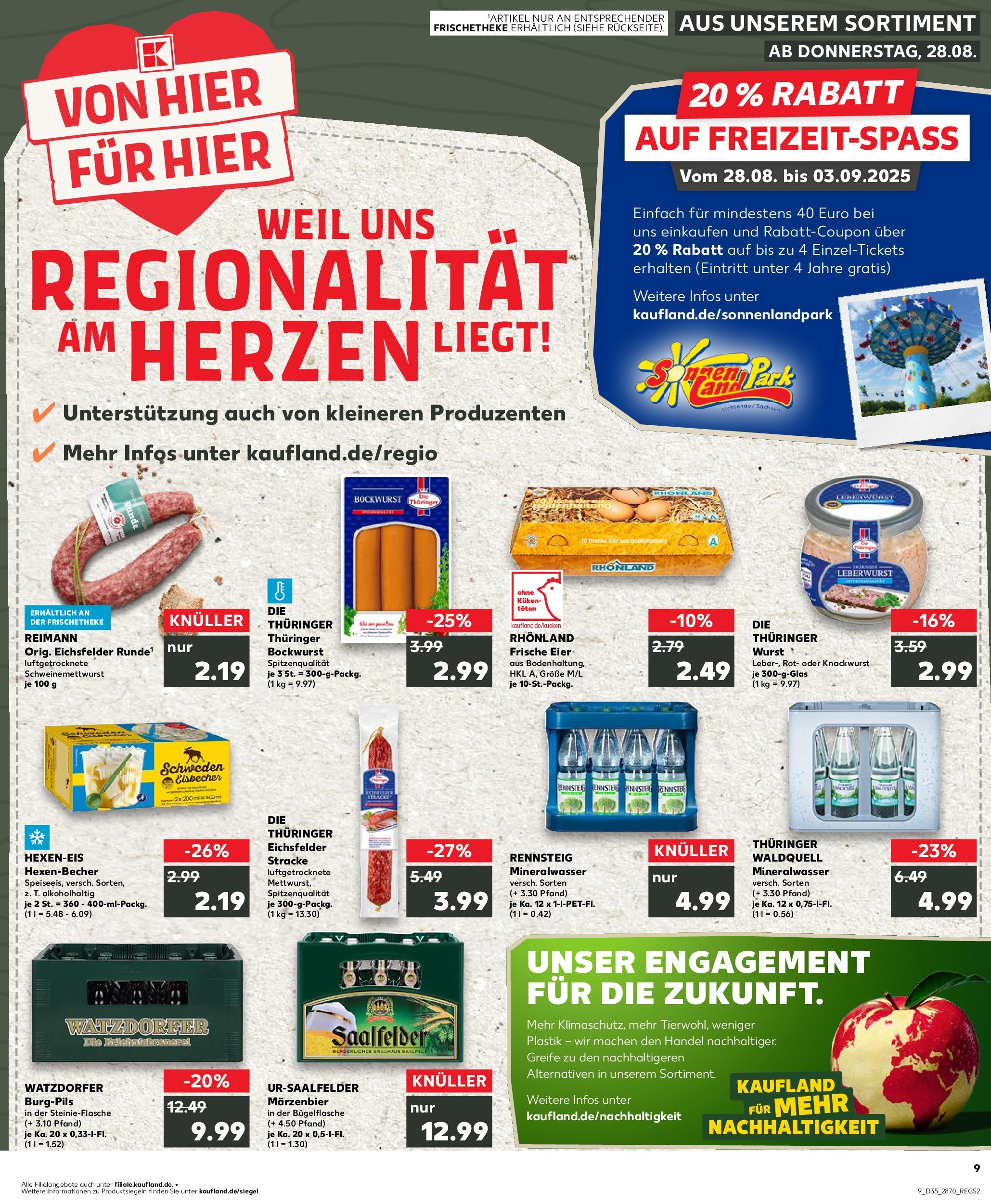 Prospekt Kaufland ab 28.08.2025 » Angebote und Werbung Online | Seite: 9 | Produkte: Bockwurst, Eier, Mineralwasser, Wurst Prospekt Kaufland ab 28.08.2025 » Angebote Online zum Blättern | Seite: 9 | Produkte: Bockwurst, Eier, Mineralwasser, Wurst
