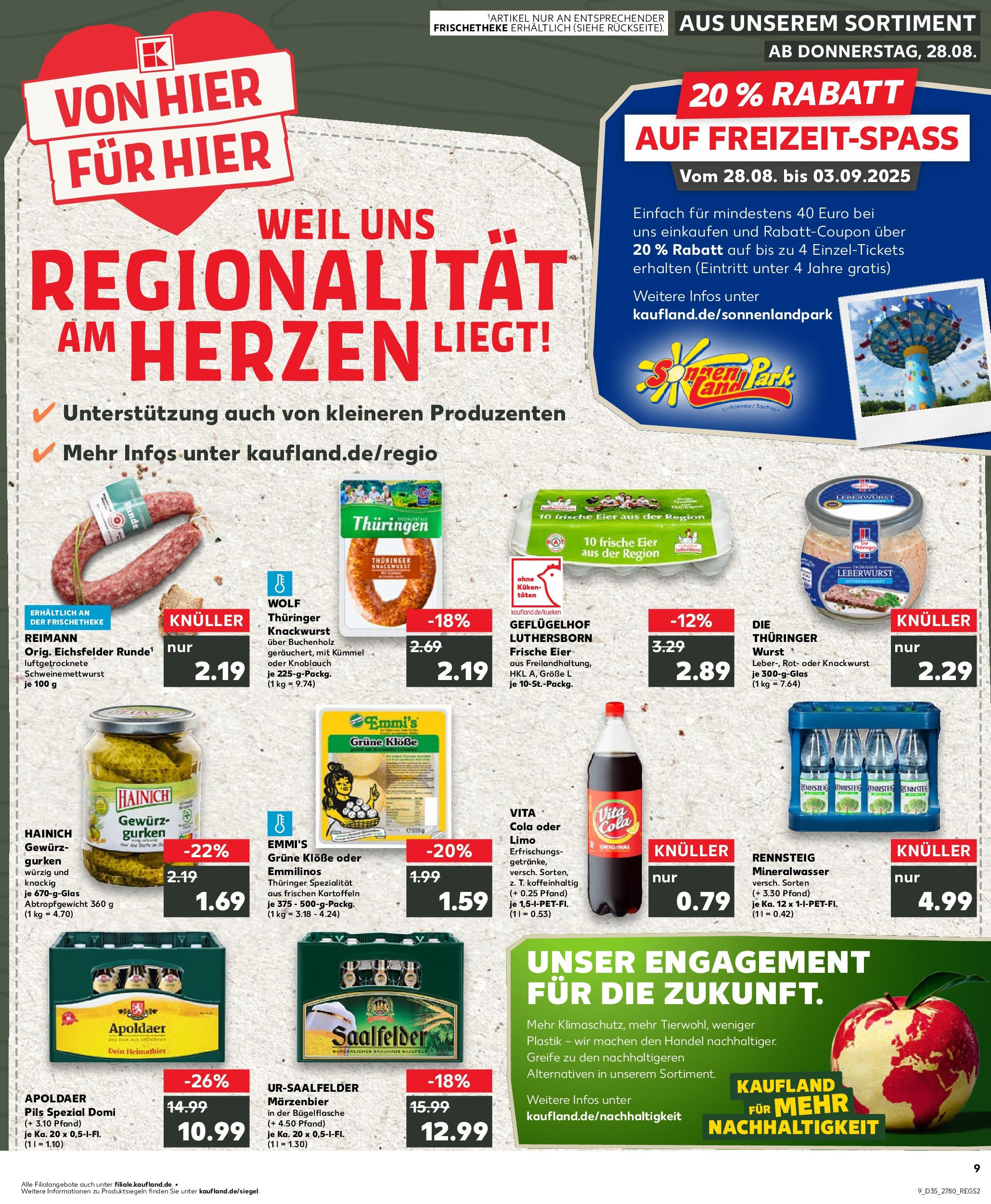 Prospekt Kaufland ab 28.08.2025 » Angebote und Werbung Online | Seite: 9 | Produkte: Cola, Eier, Mineralwasser, Kartoffeln Prospekt Kaufland ab 28.08.2025 » Angebote Online zum Blättern | Seite: 9 | Produkte: Cola, Eier, Mineralwasser, Kartoffeln