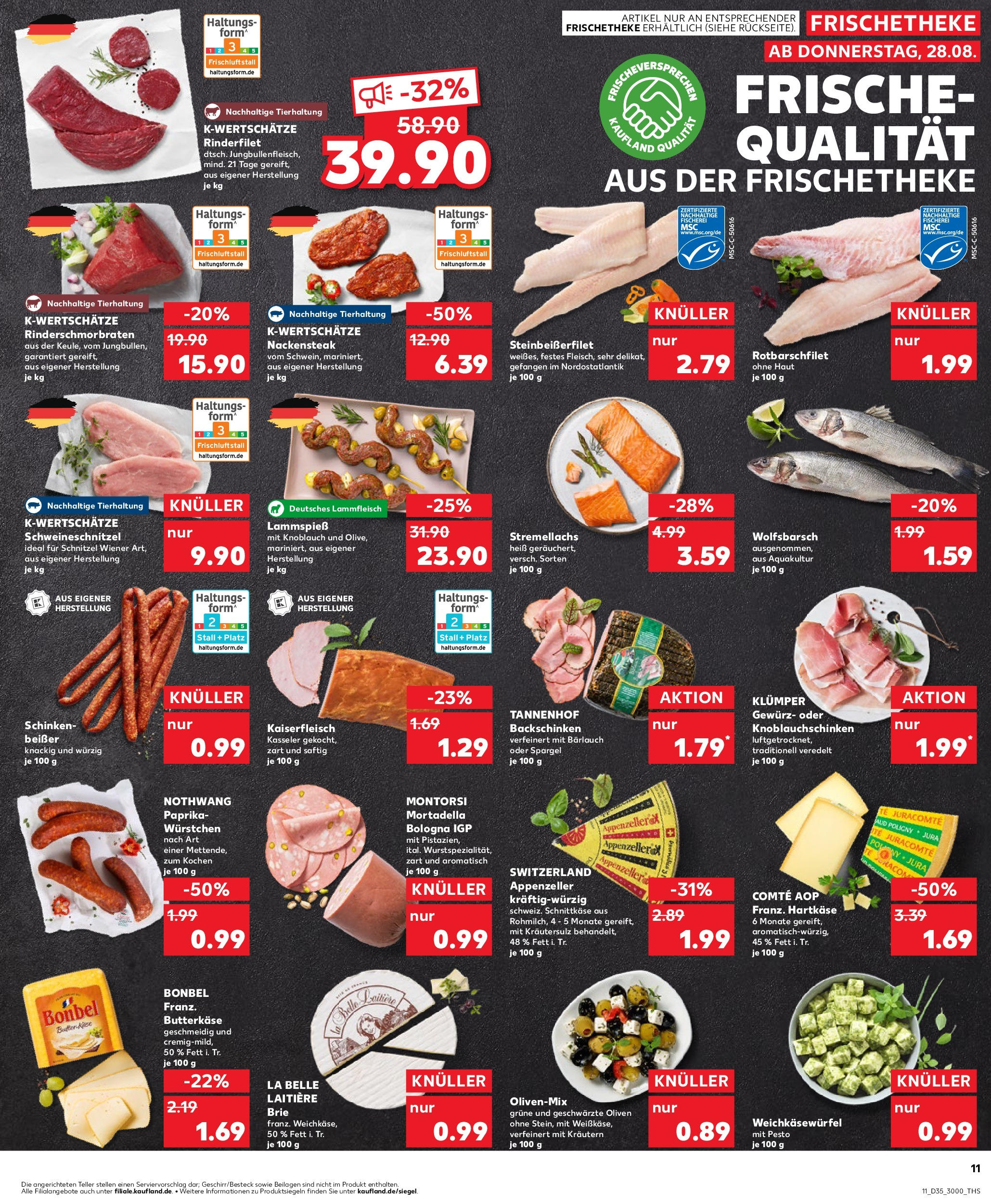 Prospekt Kaufland ab 28.08.2025 » Angebote und Werbung Online | Seite: 11 | Produkte: Butter, Rinderfilet, Schnitzel, Schinken Prospekt Kaufland ab 28.08.2025 » Angebote Online zum Blättern | Seite: 11 | Produkte: Butter, Rinderfilet, Schnitzel, Schinken