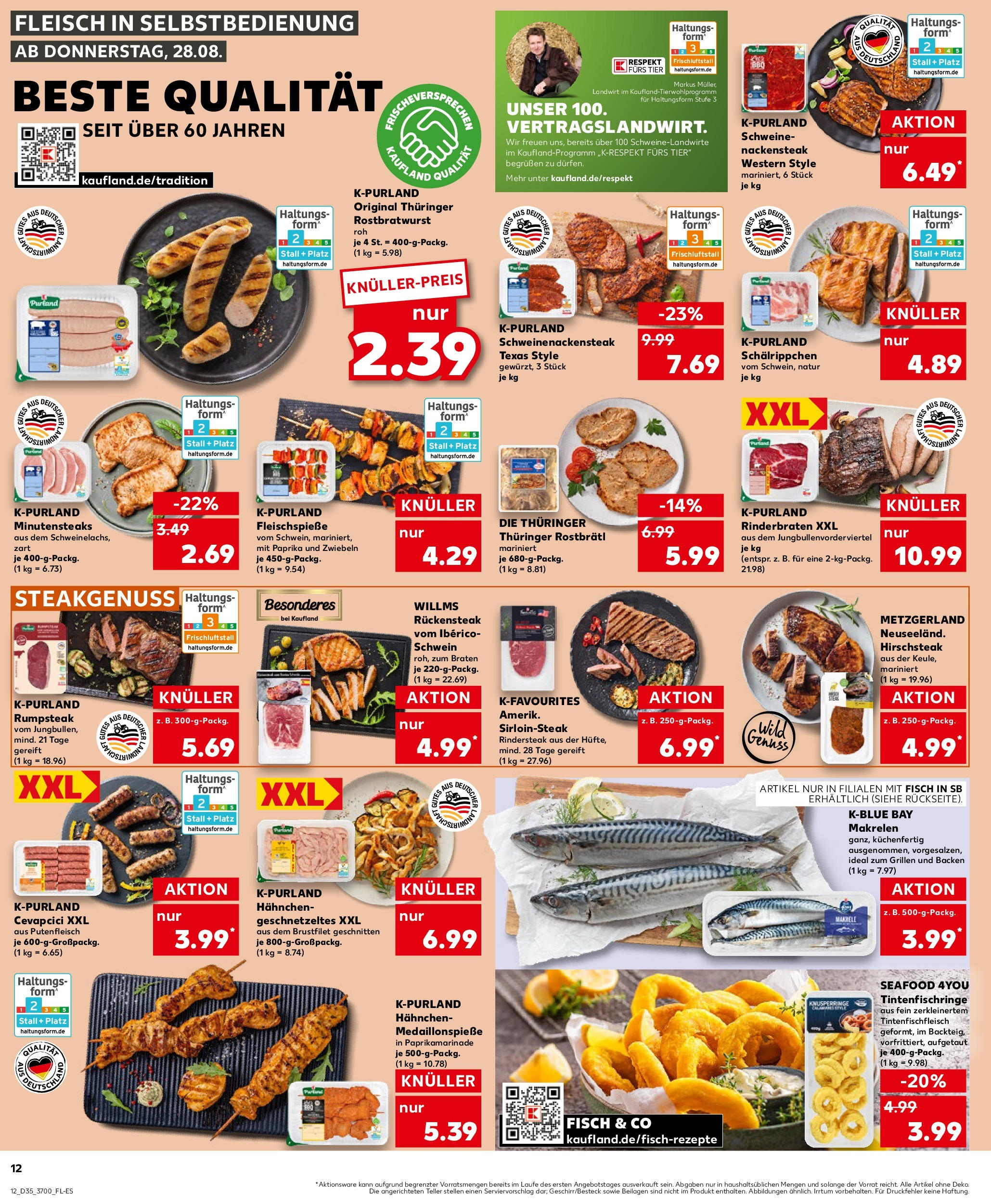 Prospekt Kaufland ab 28.08.2025 » Angebote und Werbung Online | Seite: 12 | Produkte: Rinderbraten, Rumpsteak, Cevapcici, Fleisch Prospekt Kaufland ab 28.08.2025 » Angebote Online zum Blättern | Seite: 12 | Produkte: Rinderbraten, Rumpsteak, Cevapcici, Fleisch
