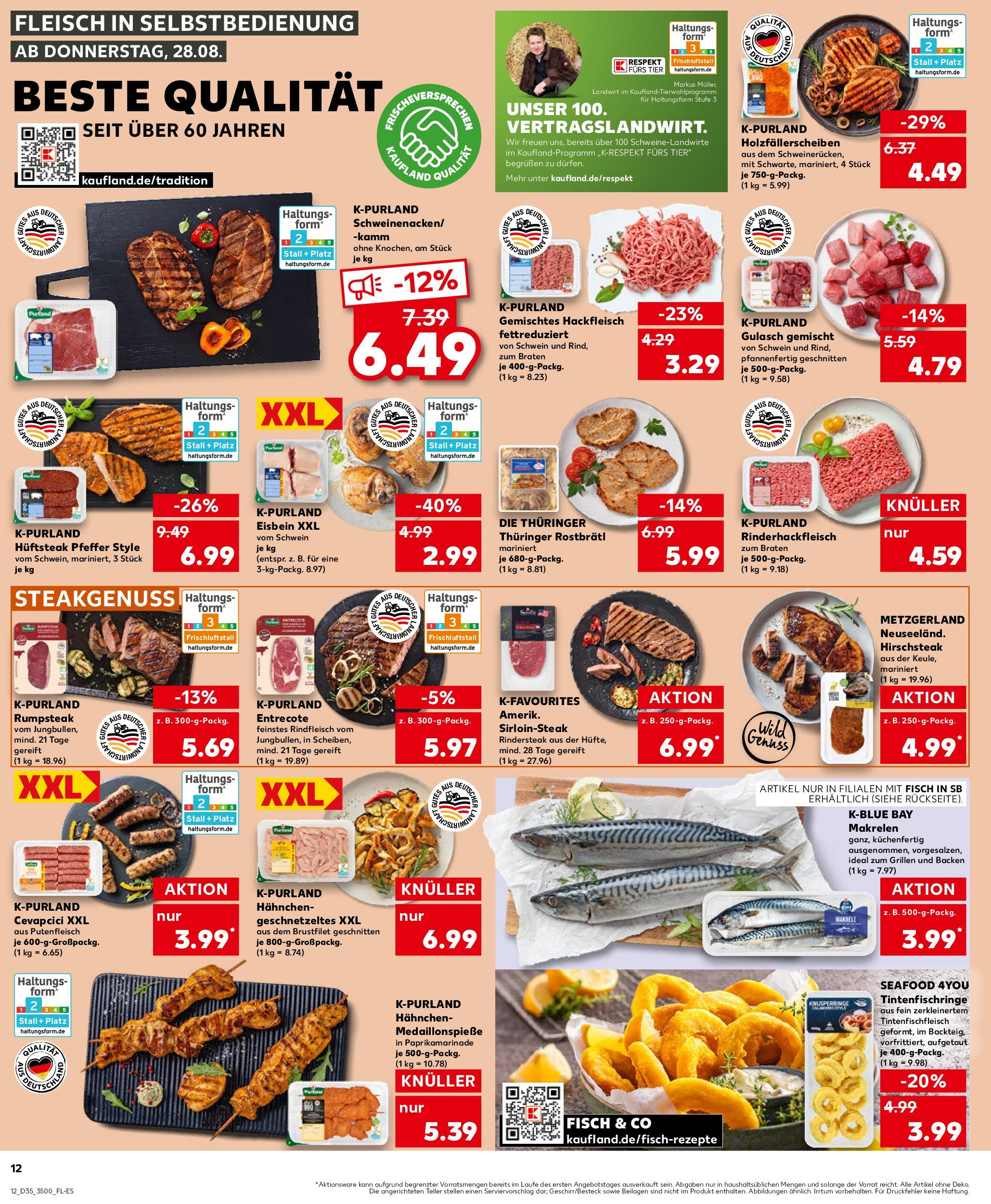 Prospekt Kaufland ab 28.08.2025 » Angebote und Werbung Online | Seite: 12 | Produkte: Rumpsteak, Fisch, Steak, Fleisch Prospekt Kaufland ab 28.08.2025 » Angebote Online zum Blättern | Seite: 12 | Produkte: Rumpsteak, Fisch, Steak, Fleisch