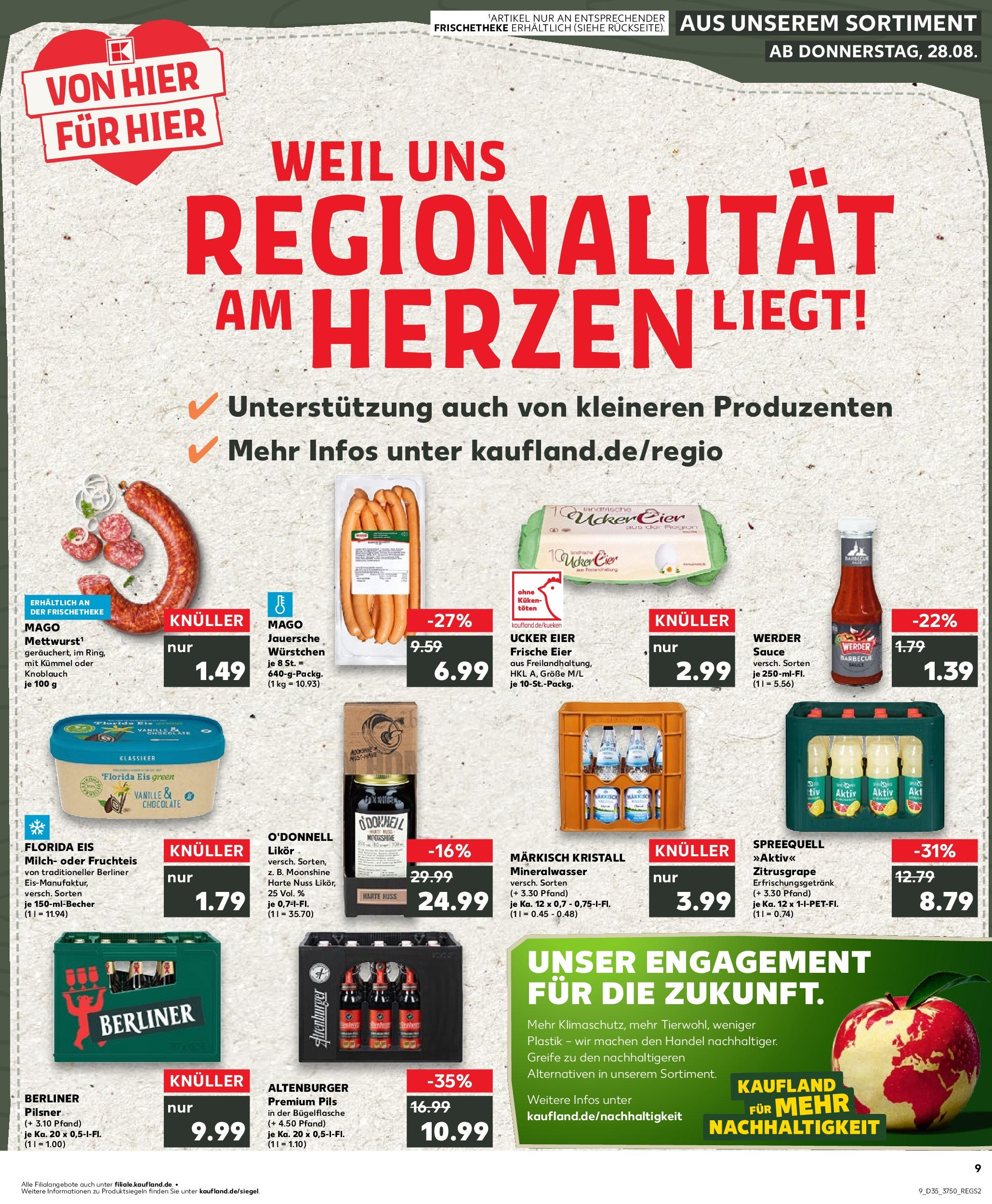 Prospekt Kaufland ab 28.08.2025 » Angebote und Werbung Online | Seite: 1 | Produkte: Eier, Likör, Pils, Mineralwasser Prospekt Kaufland ab 28.08.2025 » Angebote Online zum Blättern | Seite: 1 | Produkte: Eier, Likör, Pils, Mineralwasser