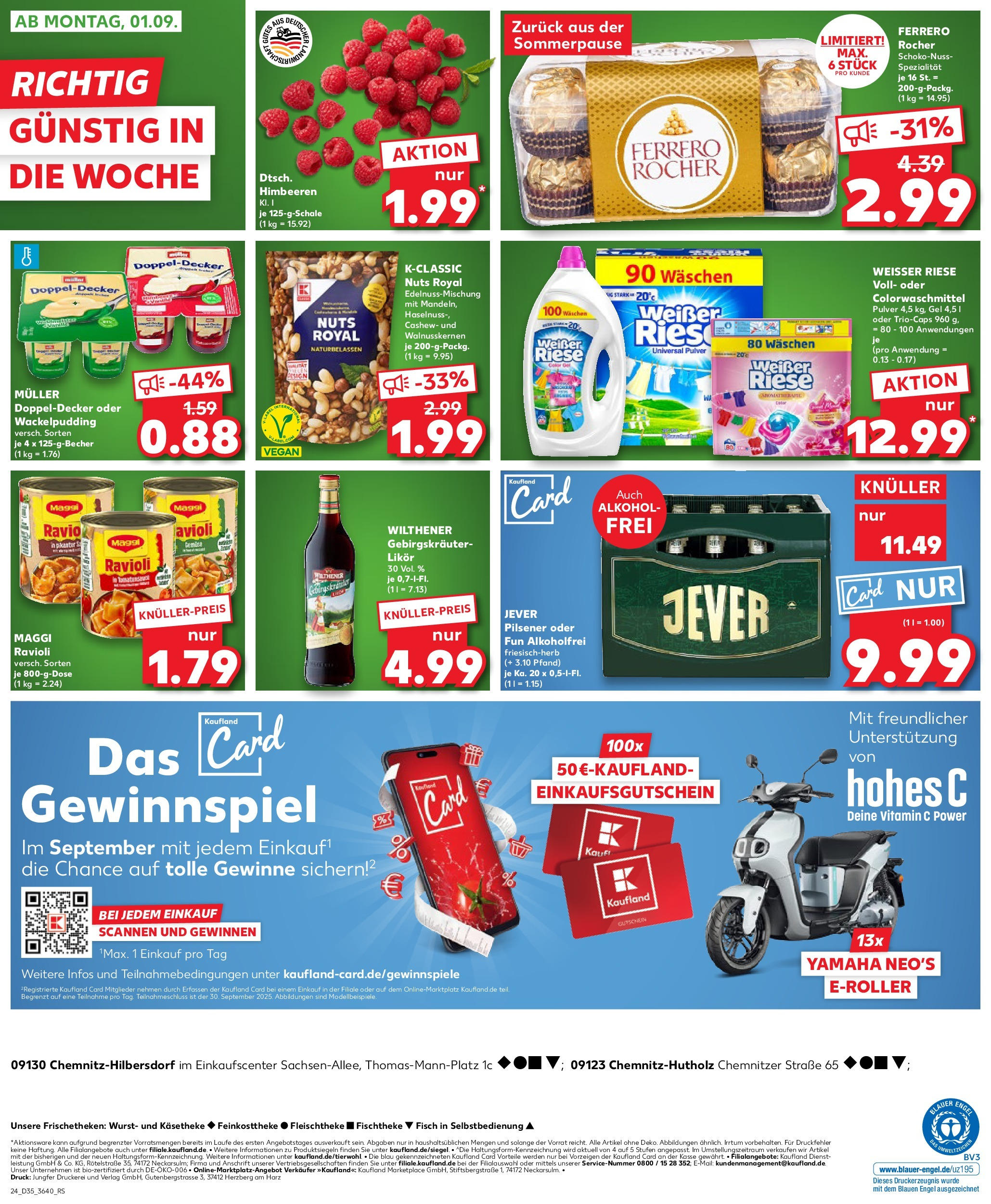 Prospekt Kaufland ab 28.08.2025 » Angebote und Werbung Online | Seite: 24 | Produkte: Ferrero rocher, Scooter, Jever, Hohes c Prospekt Kaufland ab 28.08.2025 » Angebote Online zum Blättern | Seite: 24 | Produkte: Ferrero rocher, Scooter, Jever, Hohes c