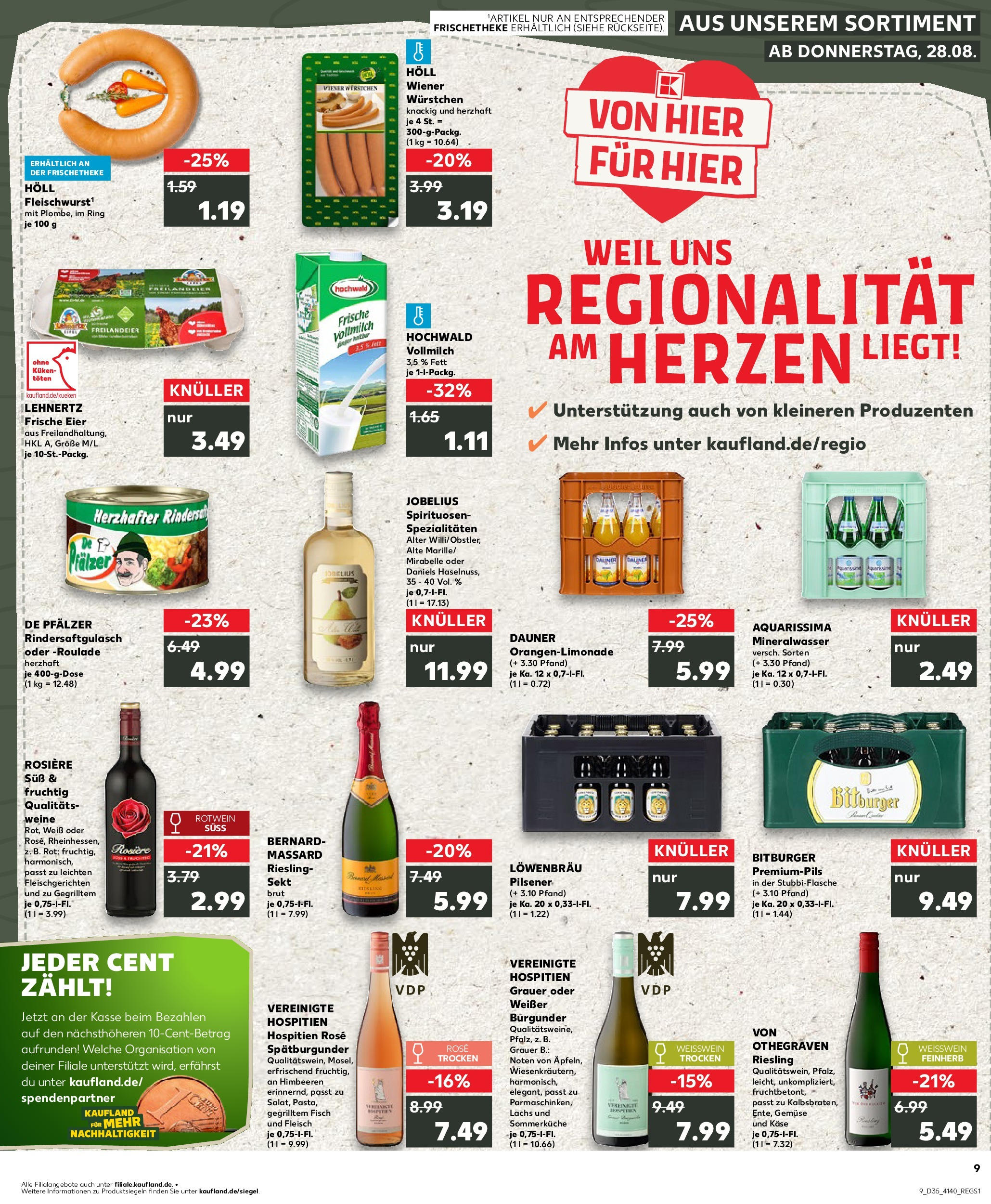 Prospekt Kaufland ab 28.08.2025 » Angebote und Werbung Online | Seite: 1 | Produkte: Wiener wurstchen, Weißwein, Mineralwasser, Fleisch Prospekt Kaufland ab 28.08.2025 » Angebote Online zum Blättern | Seite: 1 | Produkte: Wiener wurstchen, Weißwein, Mineralwasser, Fleisch