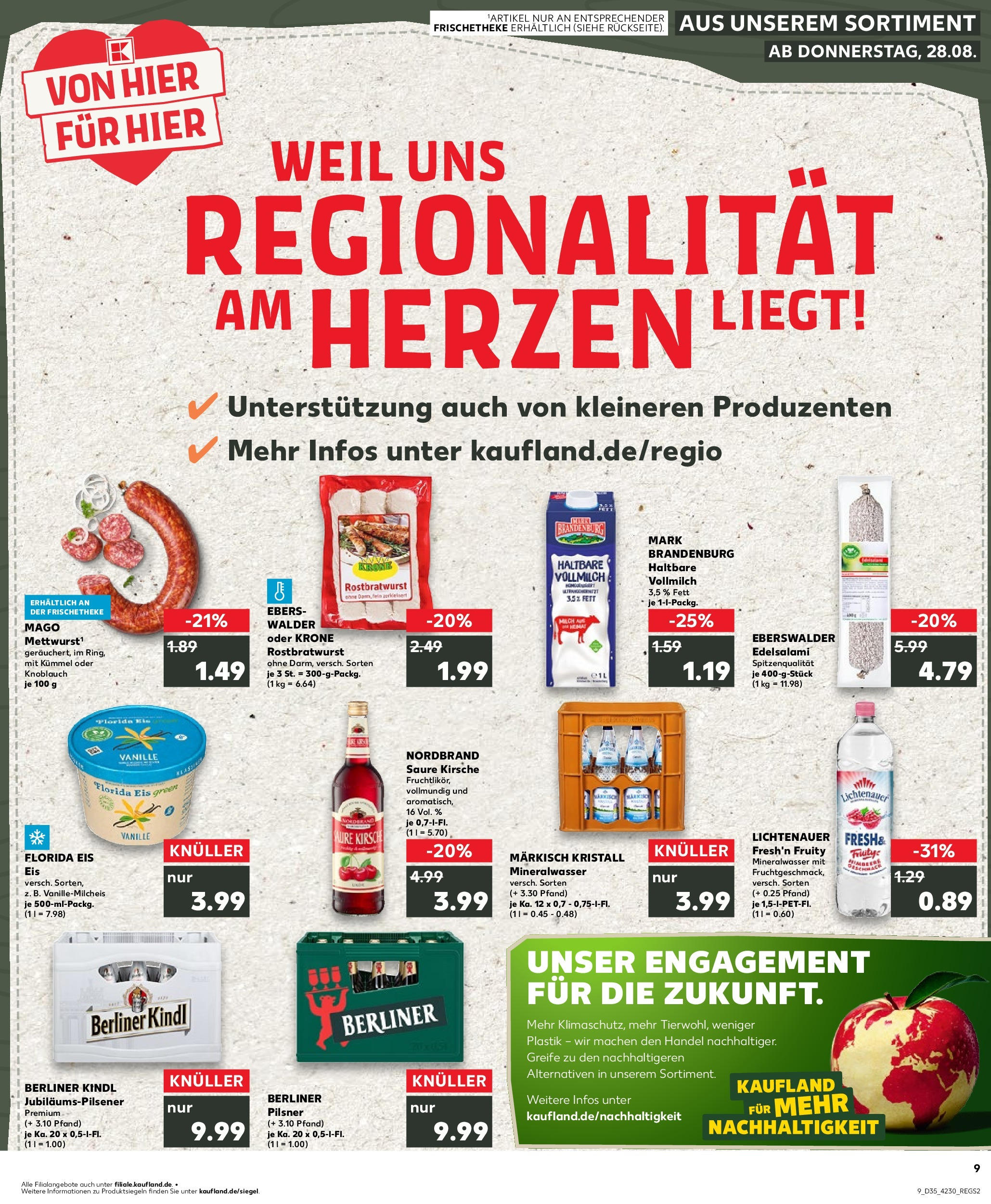 Prospekt Kaufland ab 28.08.2025 » Angebote und Werbung Online | Seite: 9 | Produkte: Mineralwasser, Knoblauch, Eis, Berliner pilsner Prospekt Kaufland ab 28.08.2025 » Angebote Online zum Blättern | Seite: 9 | Produkte: Mineralwasser, Knoblauch, Eis, Berliner pilsner