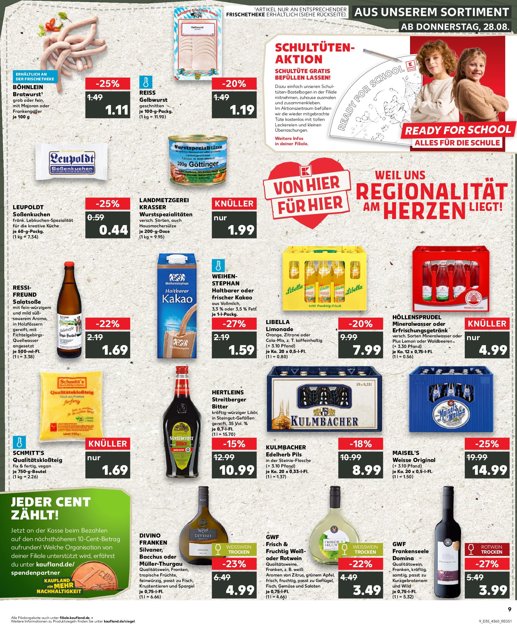 Prospekt Kaufland ab 28.08.2025 » Angebote und Werbung Online | Seite: 9 | Produkte: Weißwein trocken, Limonade, Mineralwasser, Zitrone Prospekt Kaufland ab 28.08.2025 » Angebote Online zum Blättern | Seite: 9 | Produkte: Weißwein trocken, Limonade, Mineralwasser, Zitrone