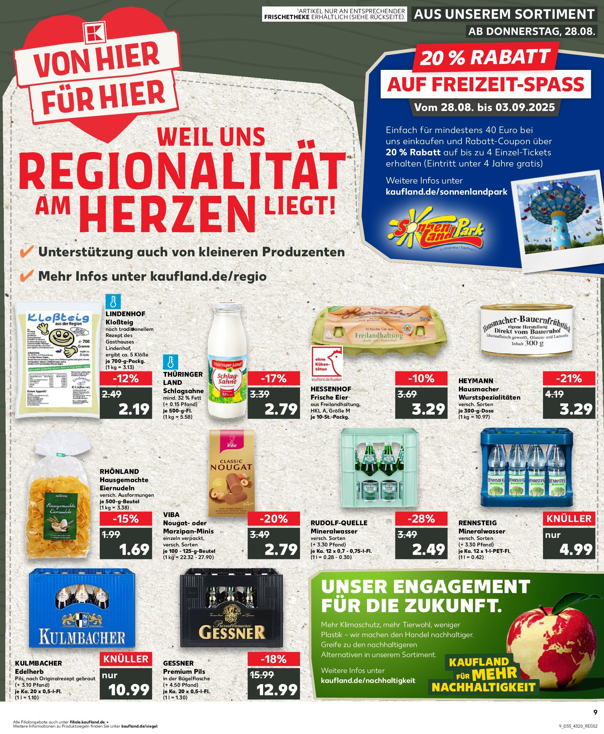 Prospekt Kaufland ab 28.08.2025 » Angebote Online zum Blättern | Seite: 9 | Produkte: Schlagsahne, Pils, Schweinefleisch, Sahne