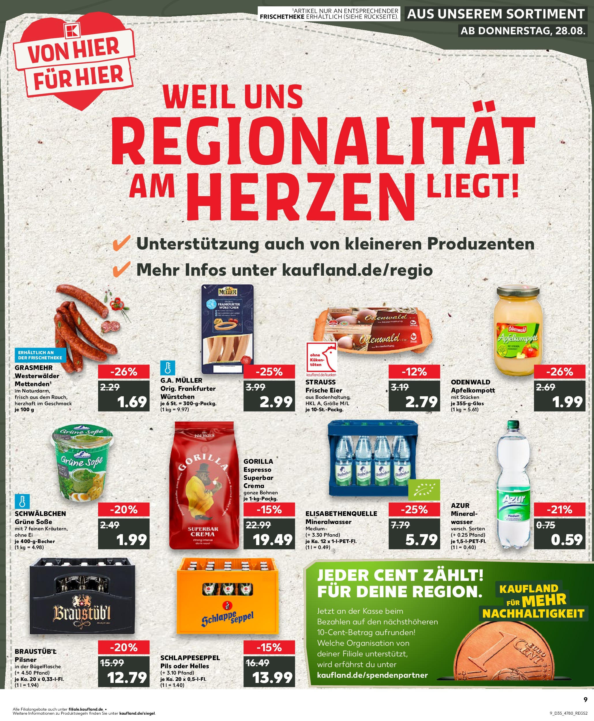 Prospekt Kaufland ab 28.08.2025 » Angebote Online zum Blättern | Seite: 9 | Produkte: Eier, Pils, Mineralwasser, Apple