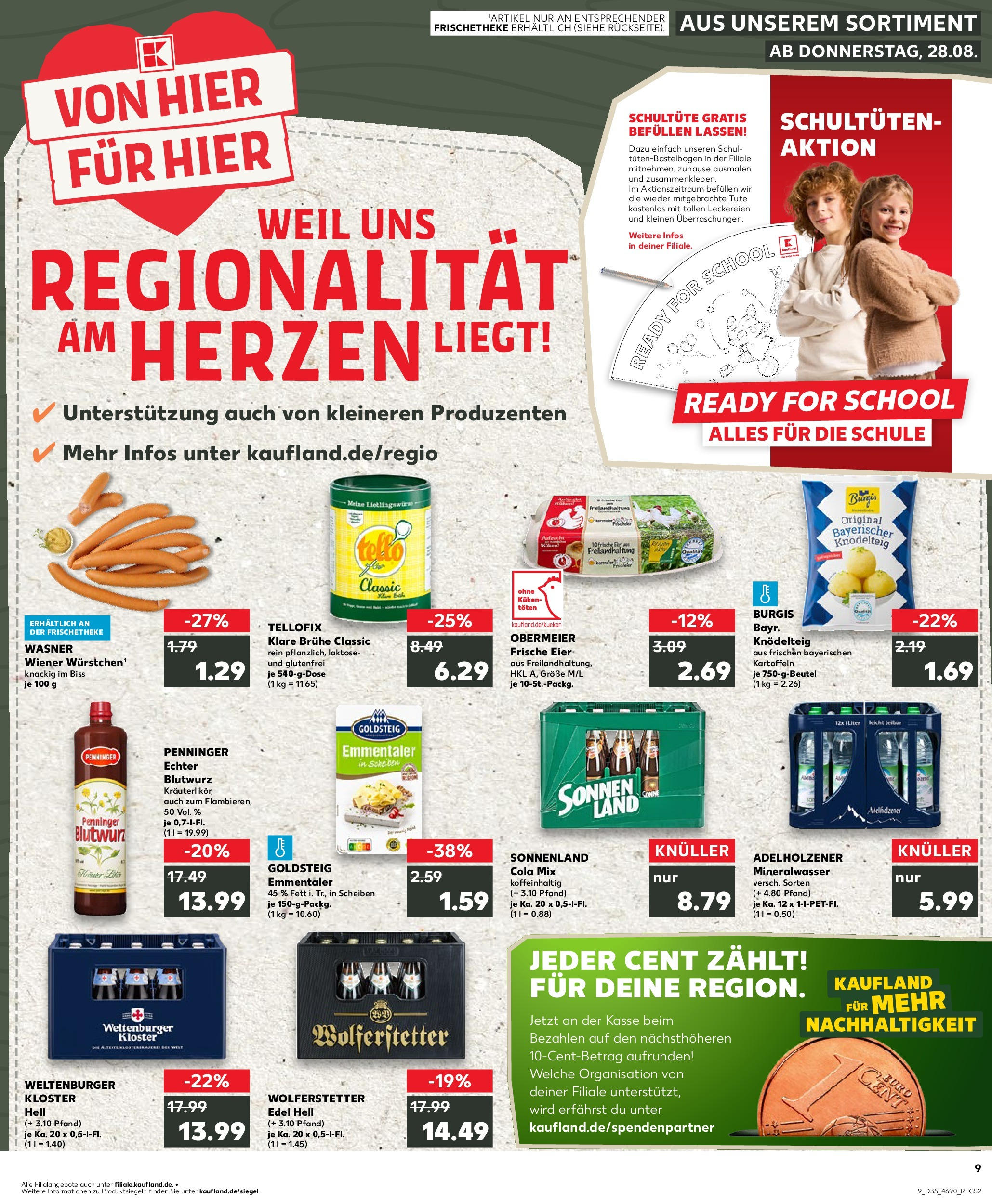 Prospekt Kaufland ab 28.08.2025 » Angebote und Werbung Online | Seite: 9 | Produkte: Cola, Adelholzener, Mineralwasser, Kartoffeln Prospekt Kaufland ab 28.08.2025 » Angebote Online zum Blättern | Seite: 9 | Produkte: Cola, Adelholzener, Mineralwasser, Kartoffeln