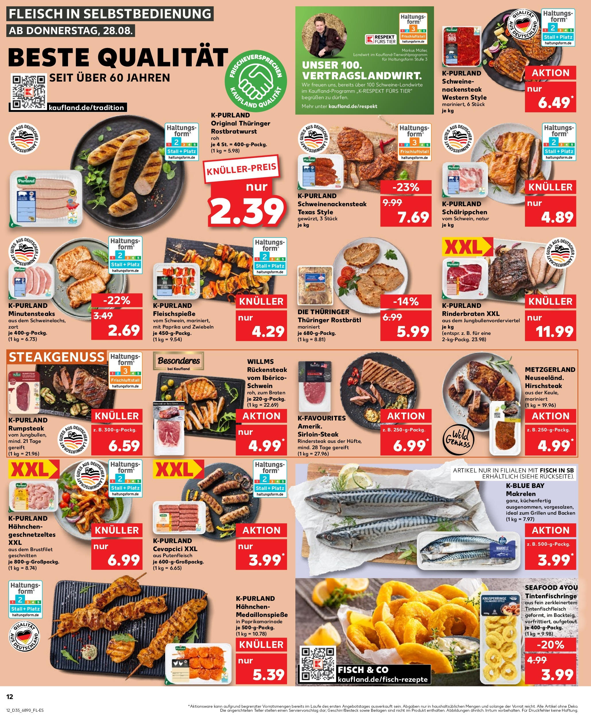 Prospekt Kaufland ab 28.08.2025 » Angebote und Werbung Online | Seite: 12 | Produkte: Rinderbraten, Rumpsteak, Fisch, Paprika Prospekt Kaufland ab 28.08.2025 » Angebote Online zum Blättern | Seite: 12 | Produkte: Rinderbraten, Rumpsteak, Fisch, Paprika