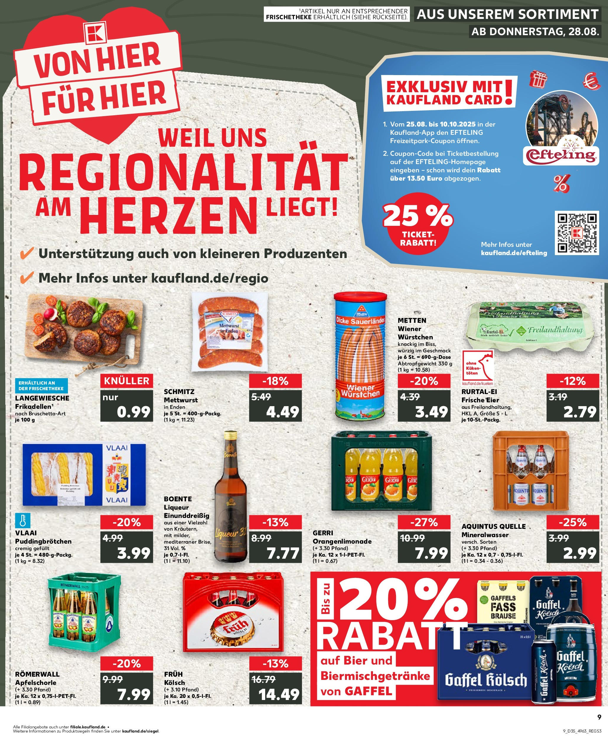 Prospekt Kaufland ab 28.08.2025 » Angebote und Werbung Online | Seite: 1 | Produkte: Wiener wurstchen, Eier, Bier, Mineralwasser Prospekt Kaufland ab 28.08.2025 » Angebote Online zum Blättern | Seite: 1 | Produkte: Wiener wurstchen, Eier, Bier, Mineralwasser
