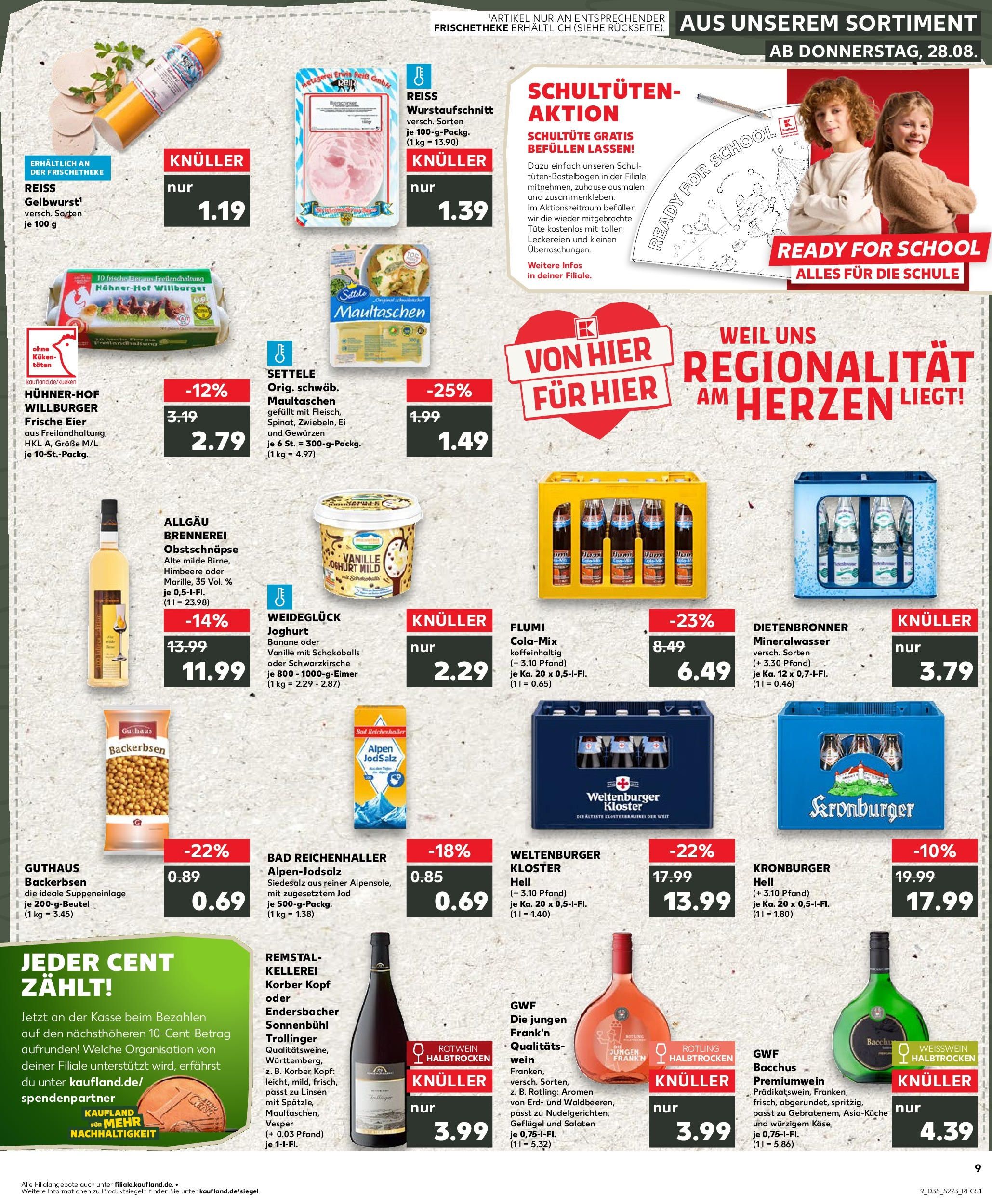 Prospekt Kaufland ab 28.08.2025 » Angebote und Werbung Online | Seite: 9 | Produkte: Cola, Joghurt, Mineralwasser, Wein Prospekt Kaufland ab 28.08.2025 » Angebote Online zum Blättern | Seite: 9 | Produkte: Cola, Joghurt, Mineralwasser, Wein