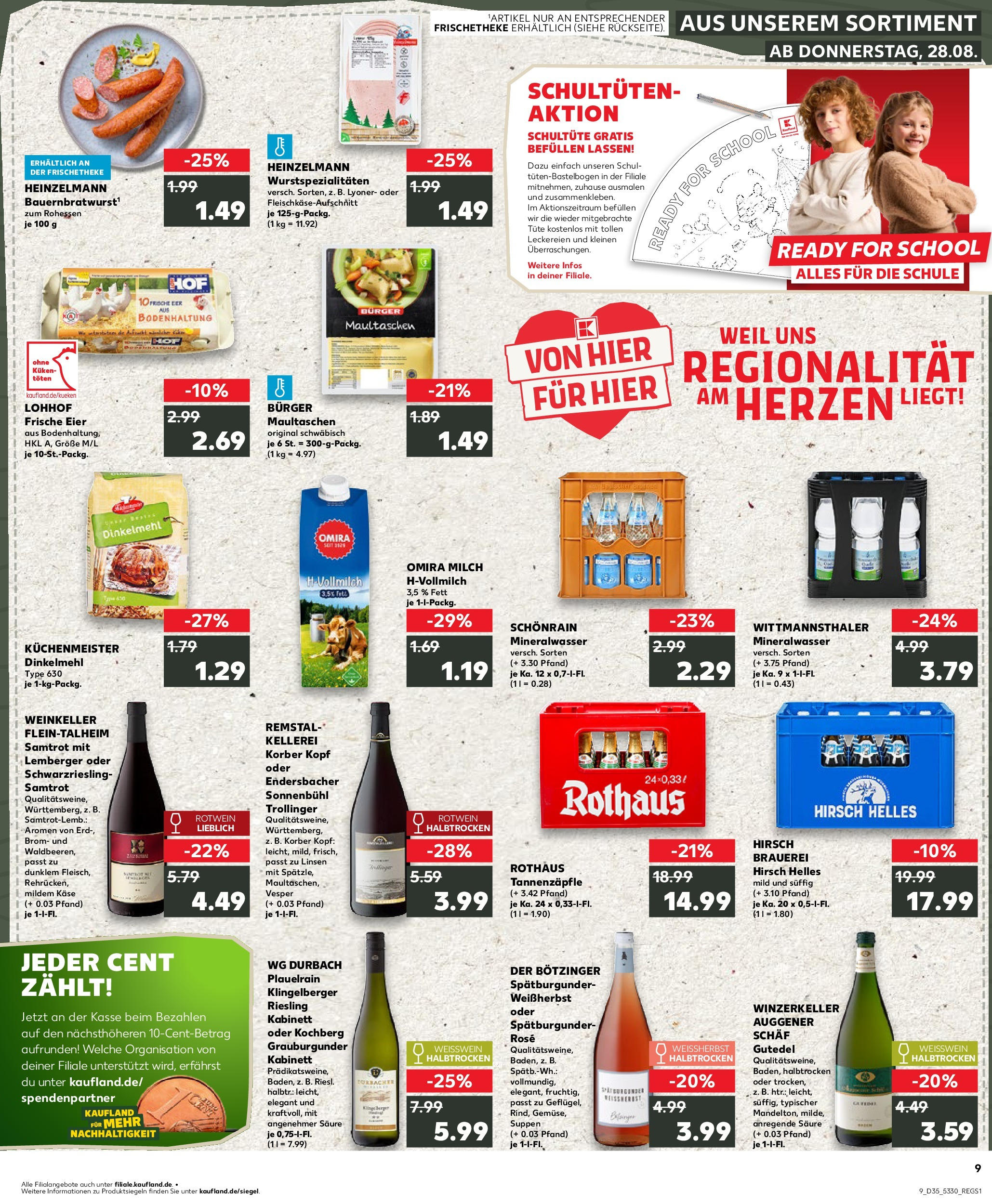 Prospekt Kaufland ab 28.08.2025 » Angebote und Werbung Online | Seite: 9 | Produkte: Milch, Käse, Mineralwasser, Pasta Prospekt Kaufland ab 28.08.2025 » Angebote Online zum Blättern | Seite: 9 | Produkte: Milch, Käse, Mineralwasser, Pasta