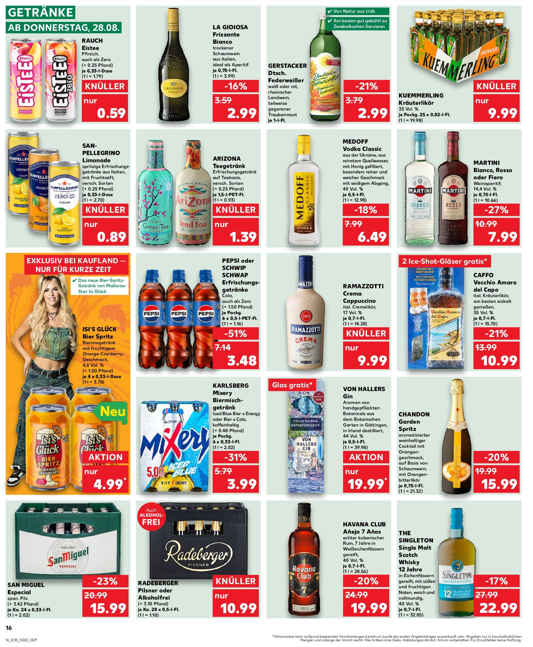 Prospekt Kaufland ab 28.08.2025 » Angebote und Werbung Online | Seite: 16 | Produkte: Cola, Ramazzotti crema, Gin, Ramazzotti Prospekt Kaufland ab 28.08.2025 » Angebote Online zum Blättern | Seite: 16 | Produkte: Cola, Ramazzotti crema, Gin, Ramazzotti