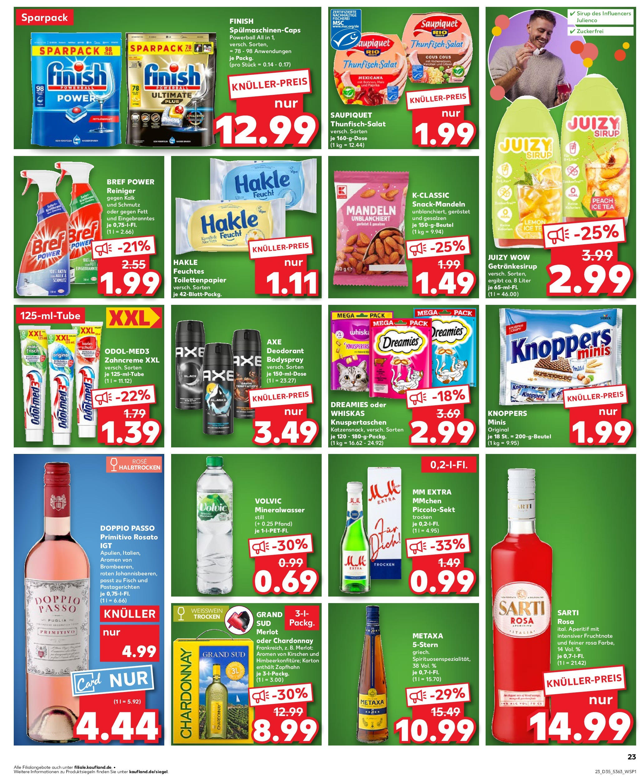 Prospekt Kaufland ab 28.08.2025 » Angebote und Werbung Online | Seite: 23 | Produkte: Weißwein trocken, Finish, Fisch, Doppio Passo Prospekt Kaufland ab 28.08.2025 » Angebote Online zum Blättern | Seite: 23 | Produkte: Weißwein trocken, Finish, Fisch, Doppio Passo