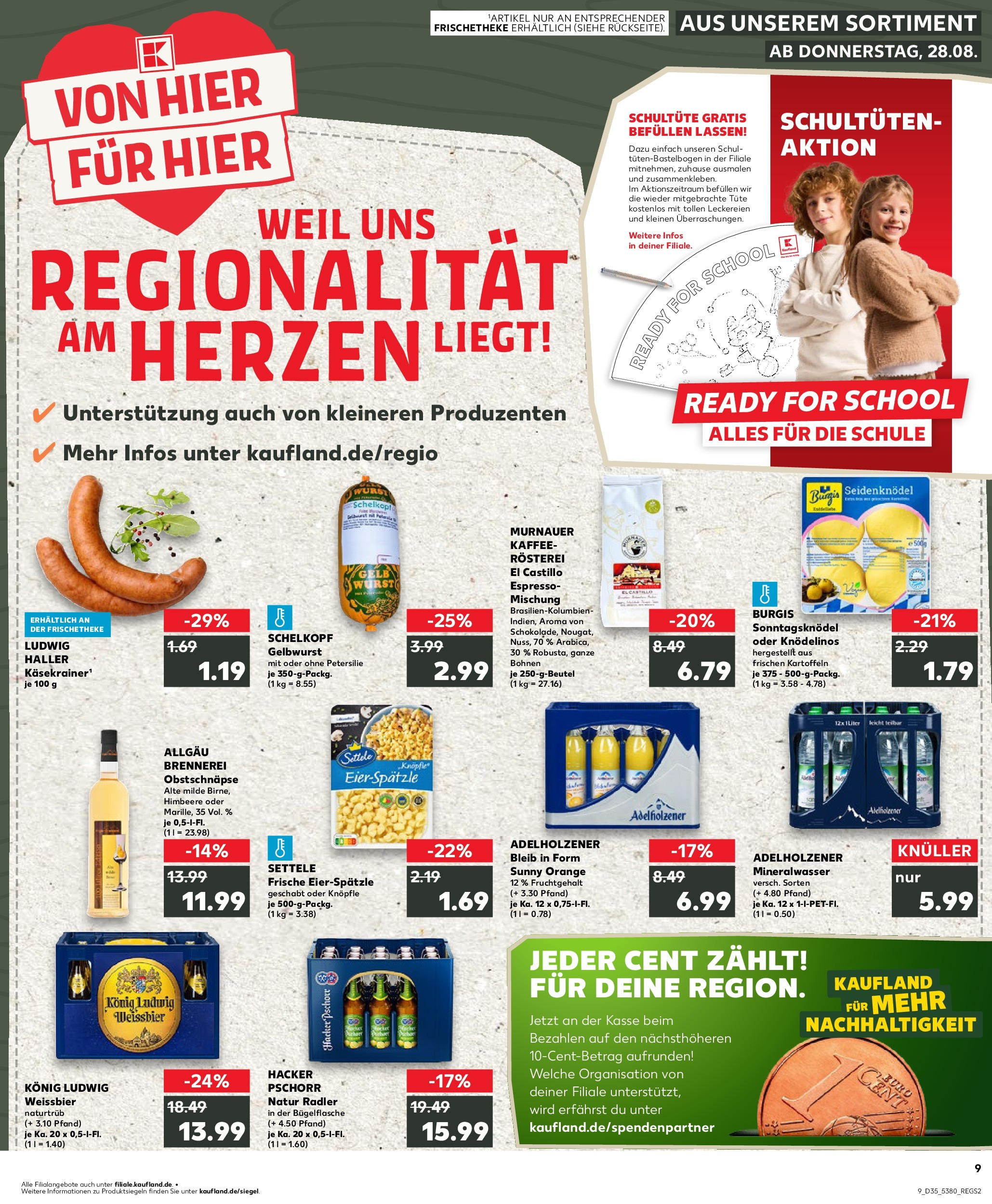 Prospekt Kaufland ab 28.08.2025 » Angebote Online zum Blättern | Seite: 1 | Produkte: Weißbier, Adelholzener, Mineralwasser, Kartoffeln