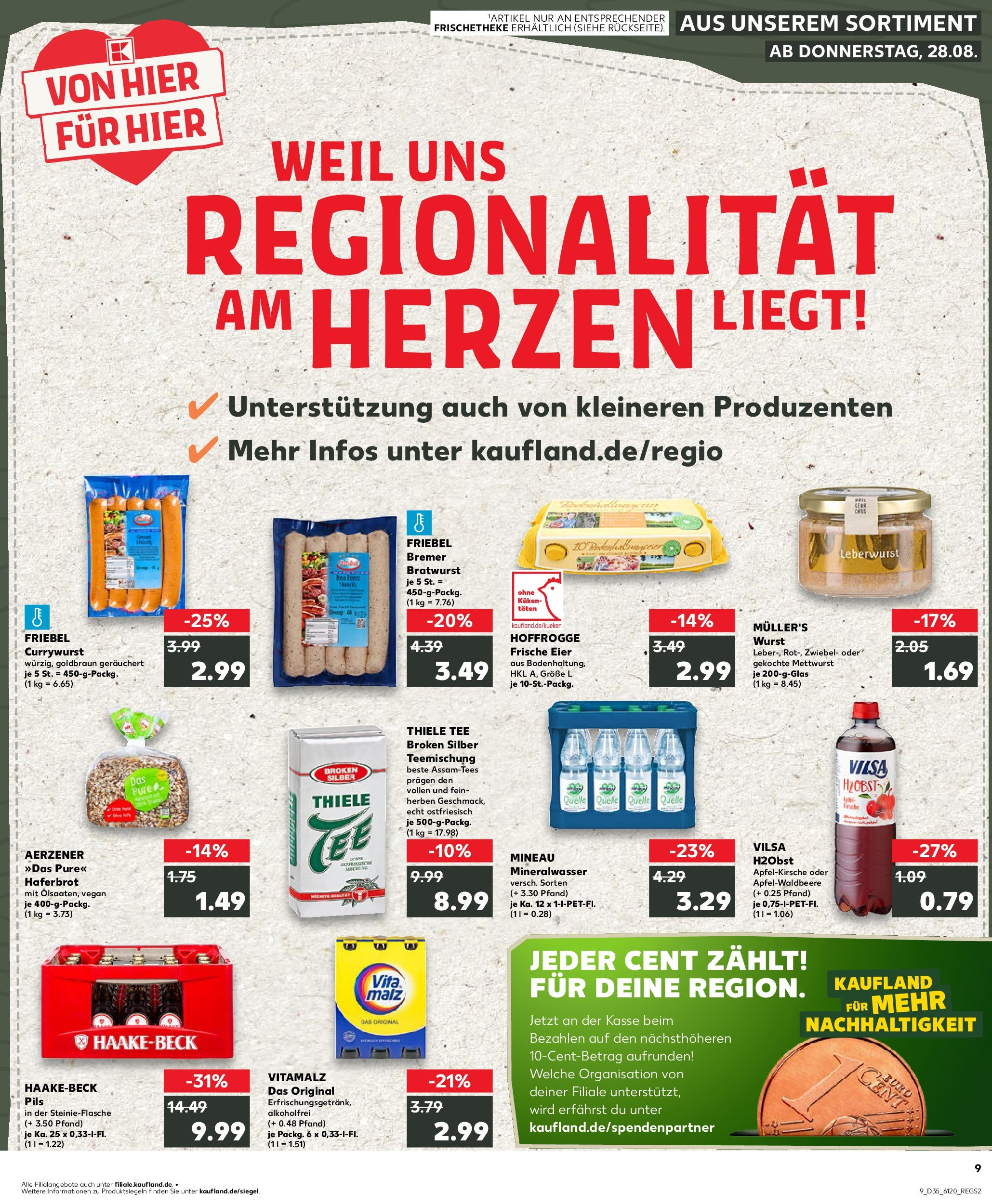 Prospekt Kaufland ab 28.08.2025 » Angebote Online zum Blättern | Seite: 1 | Produkte: Pils, Bratwurst, Wurst, Tee