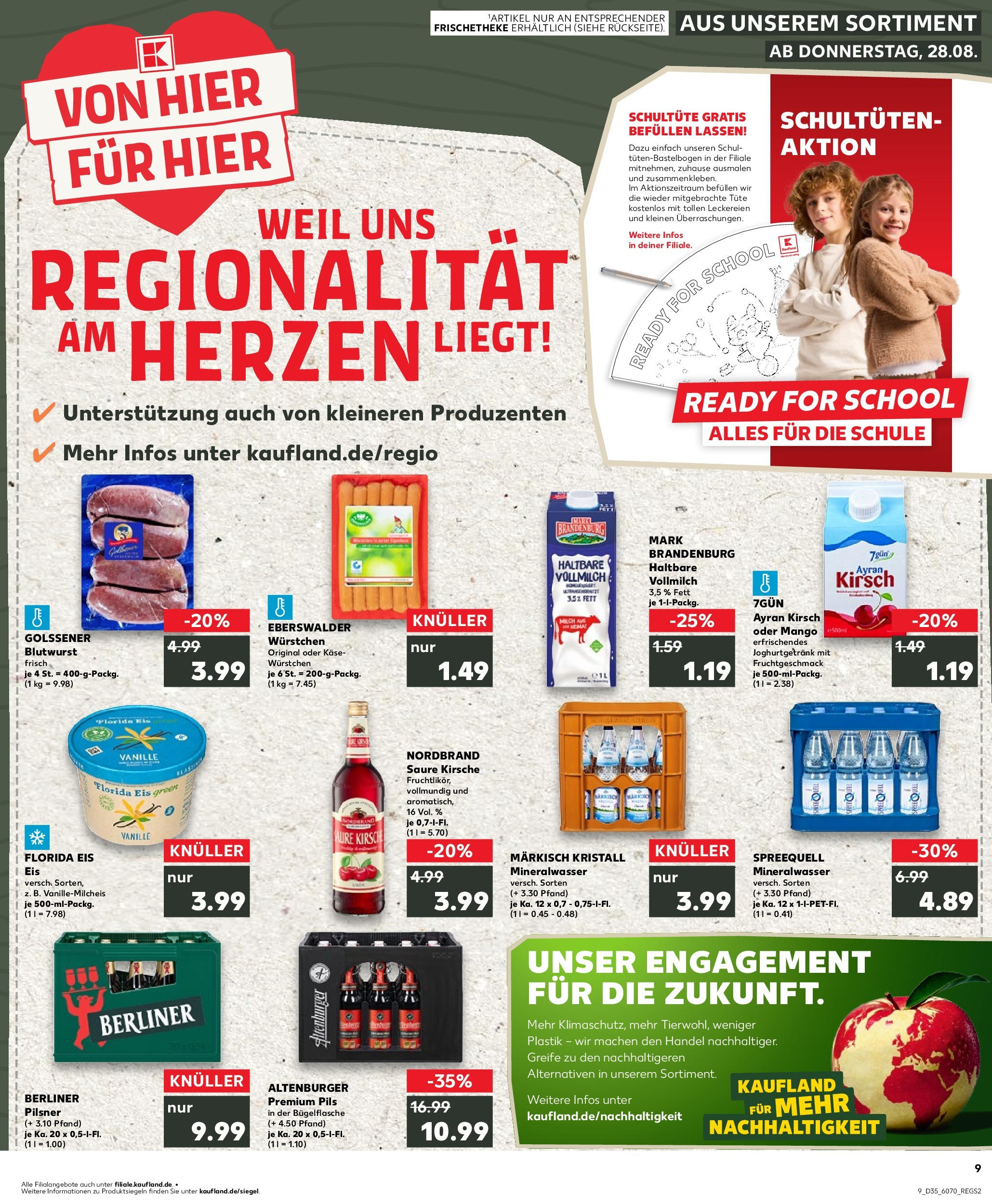 Prospekt Kaufland ab 28.08.2025 » Angebote Online zum Blättern | Seite: 1 | Produkte: Berliner, Pils, Mango, Eis