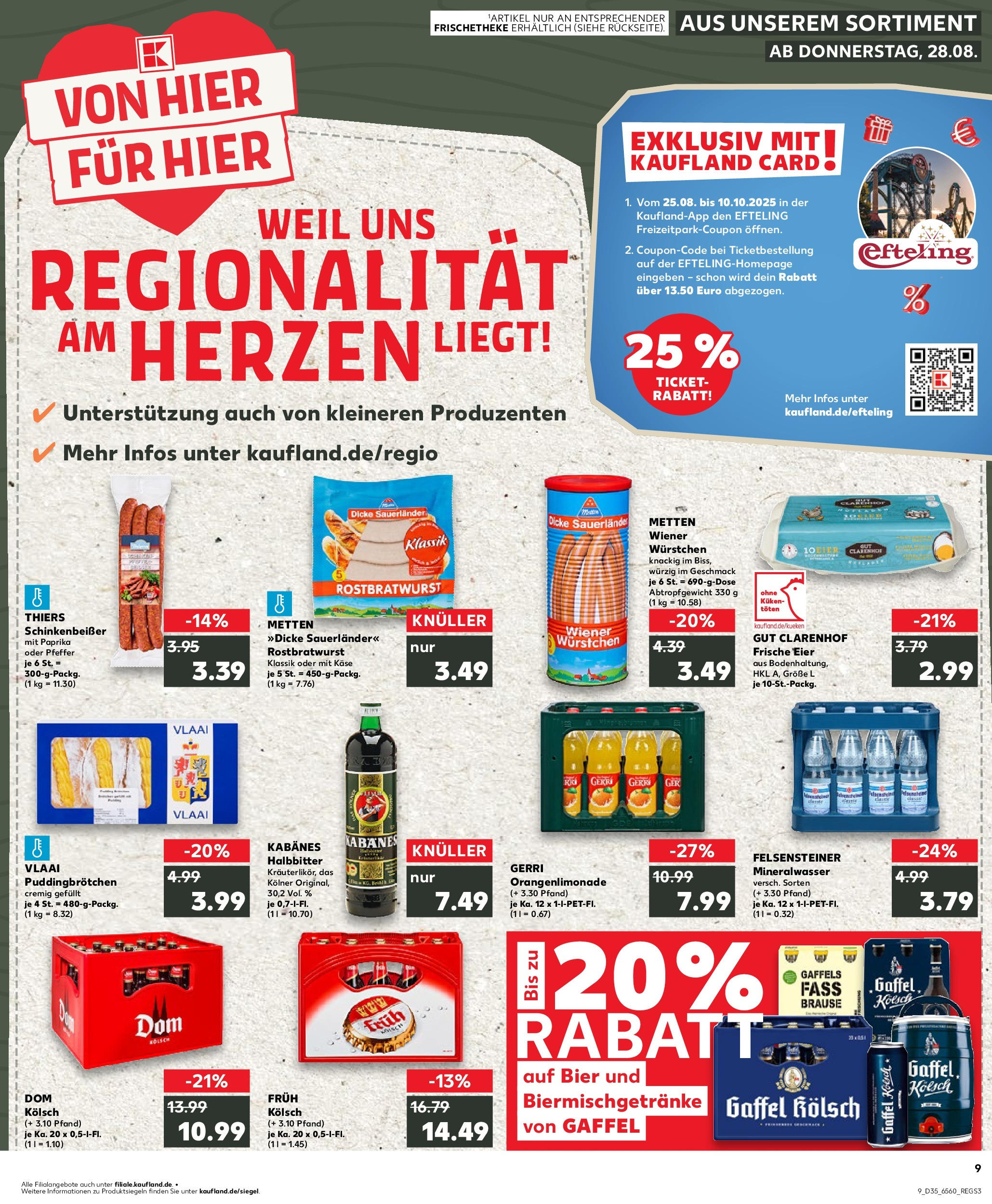 Prospekt Kaufland ab 28.08.2025 » Angebote und Werbung Online | Seite: 1 | Produkte: Wiener wurstchen, Eier, Bier, Mineralwasser Prospekt Kaufland ab 28.08.2025 » Angebote Online zum Blättern | Seite: 1 | Produkte: Wiener wurstchen, Eier, Bier, Mineralwasser