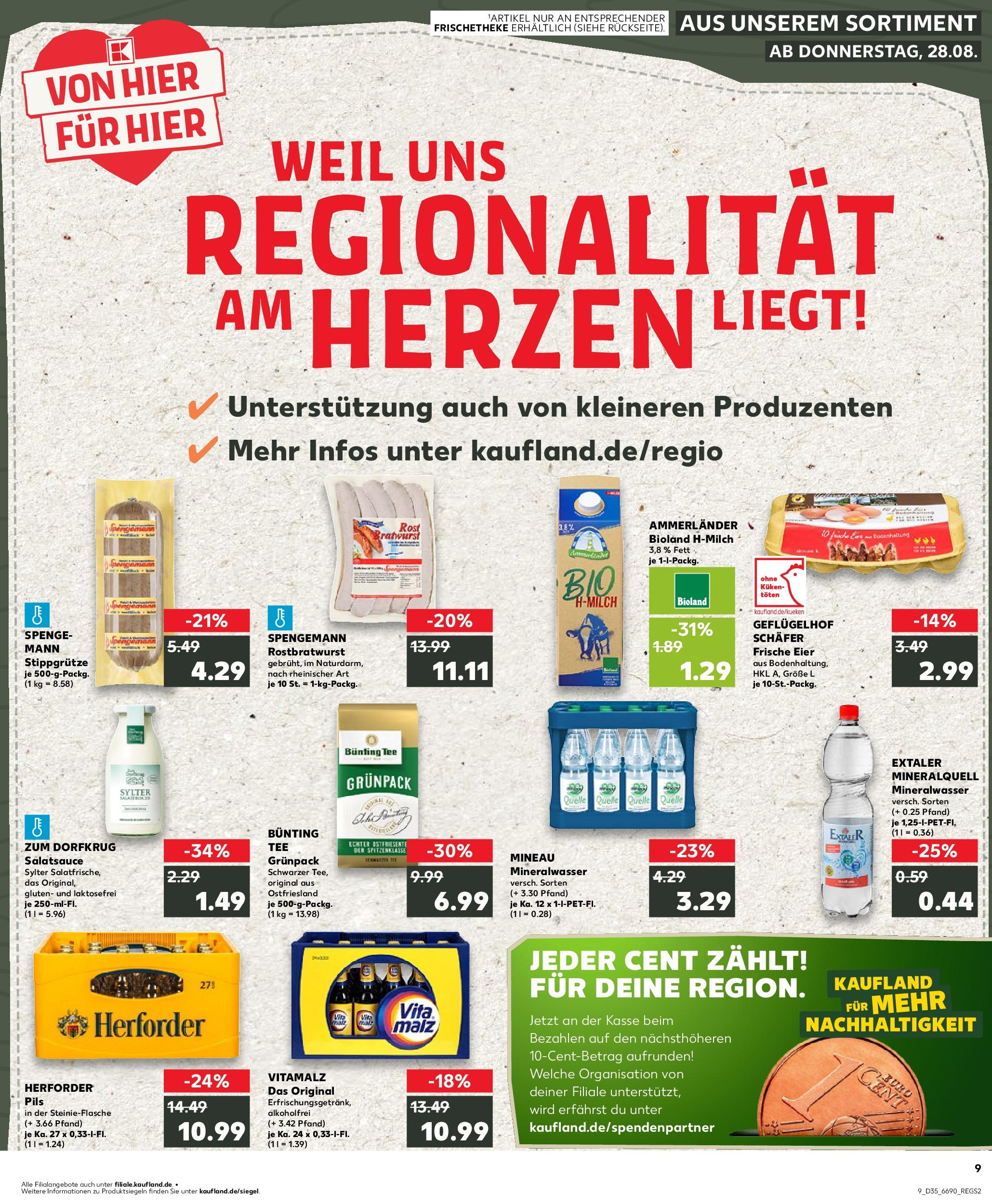 Prospekt Kaufland ab 28.08.2025 » Angebote Online zum Blättern | Seite: 9 | Produkte: Pils, Bratwurst, Dressing, Tee