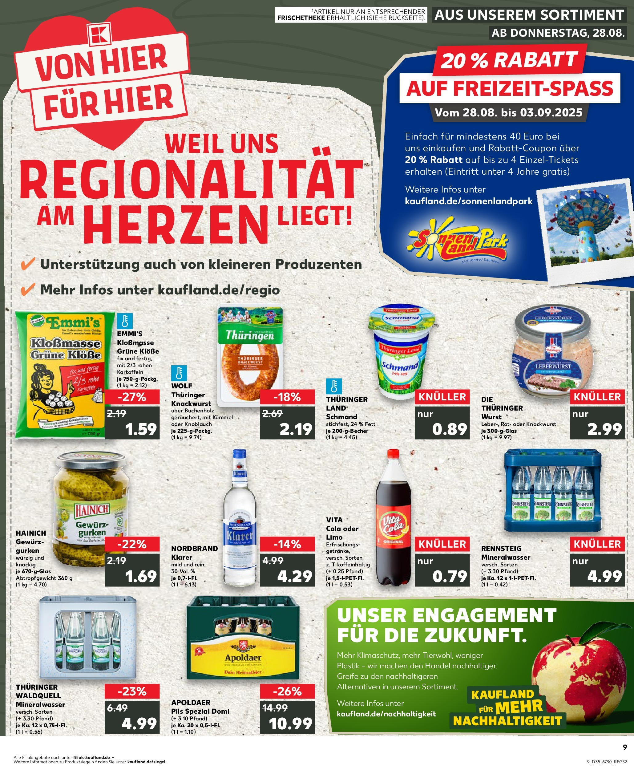Prospekt Kaufland ab 28.08.2025 » Angebote und Werbung Online | Seite: 9 | Produkte: Pils, Mineralwasser, Wurst, Gurken Prospekt Kaufland ab 28.08.2025 » Angebote Online zum Blättern | Seite: 9 | Produkte: Pils, Mineralwasser, Wurst, Gurken
