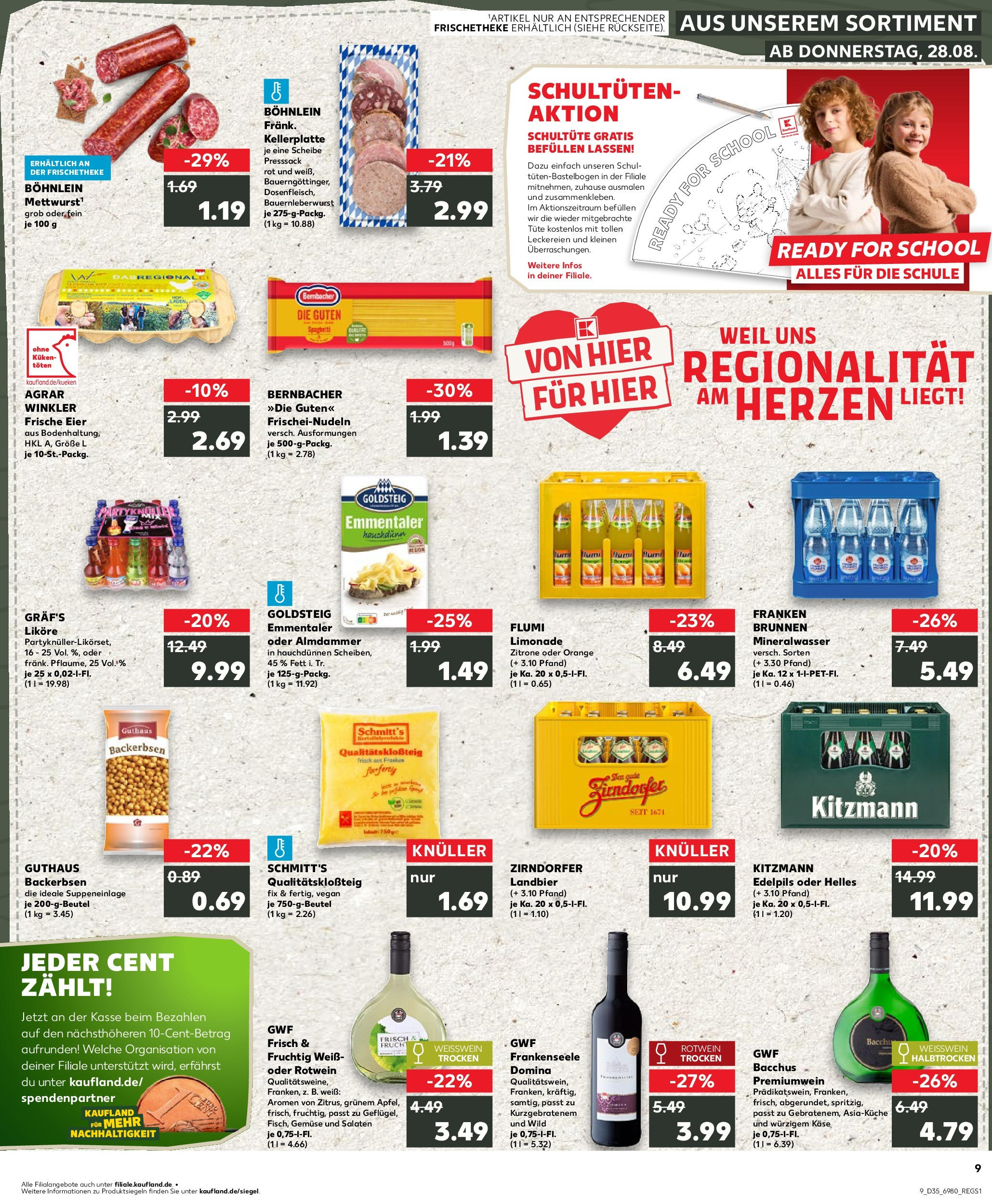 Prospekt Kaufland ab 28.08.2025 » Angebote Online zum Blättern | Seite: 1 | Produkte: Eier, Weißwein, Weißwein trocken, Pasta