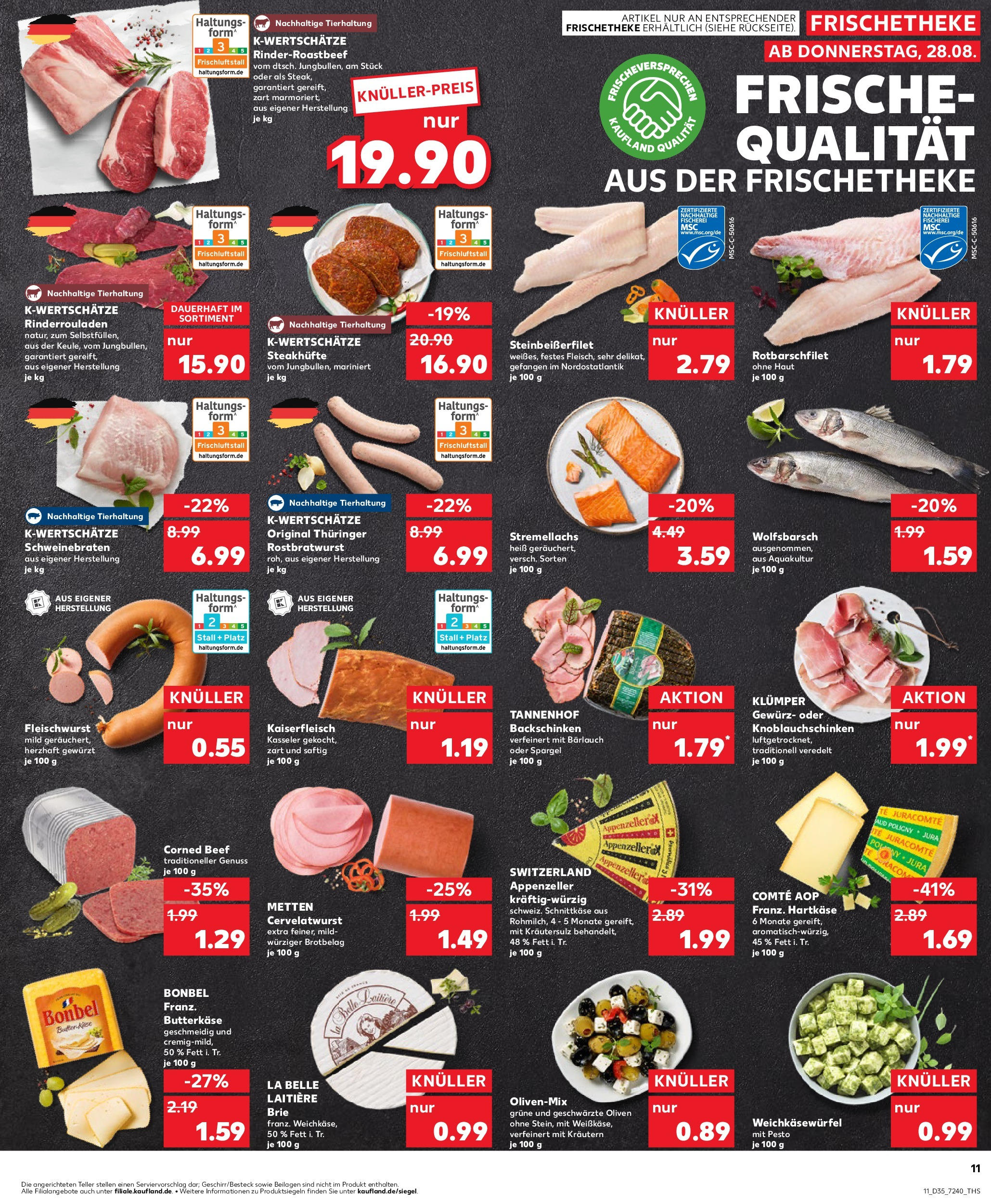 Prospekt Kaufland ab 28.08.2025 » Angebote und Werbung Online | Seite: 11 | Produkte: Rinderrouladen, Butter, Spargel, Steak Prospekt Kaufland ab 28.08.2025 » Angebote Online zum Blättern | Seite: 11 | Produkte: Rinderrouladen, Butter, Spargel, Steak
