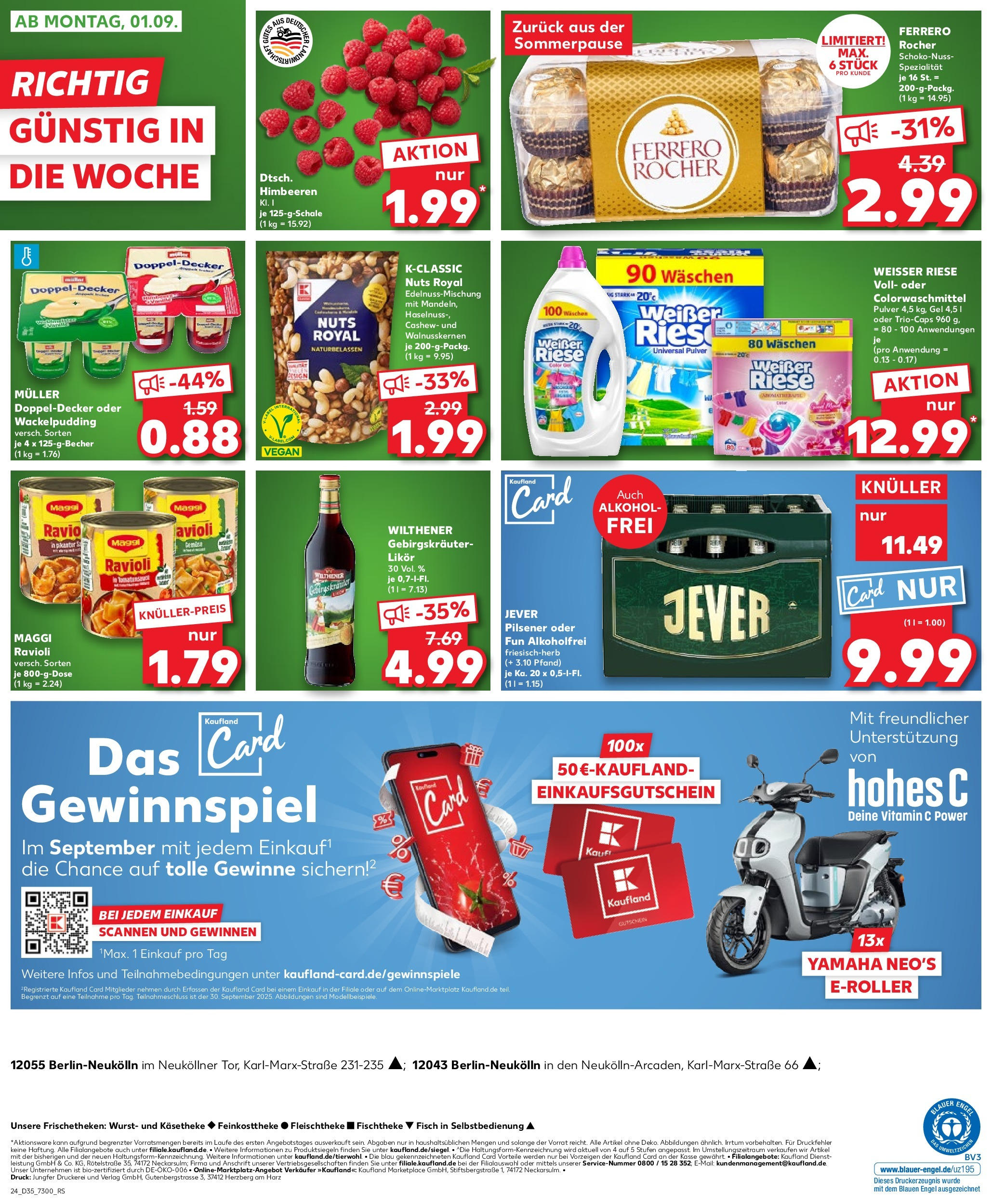 Prospekt Kaufland ab 28.08.2025 » Angebote und Werbung Online | Seite: 24 | Produkte: Himbeeren, Wilthener, Likör, Pasta Prospekt Kaufland ab 28.08.2025 » Angebote Online zum Blättern | Seite: 24 | Produkte: Himbeeren, Wilthener, Likör, Pasta