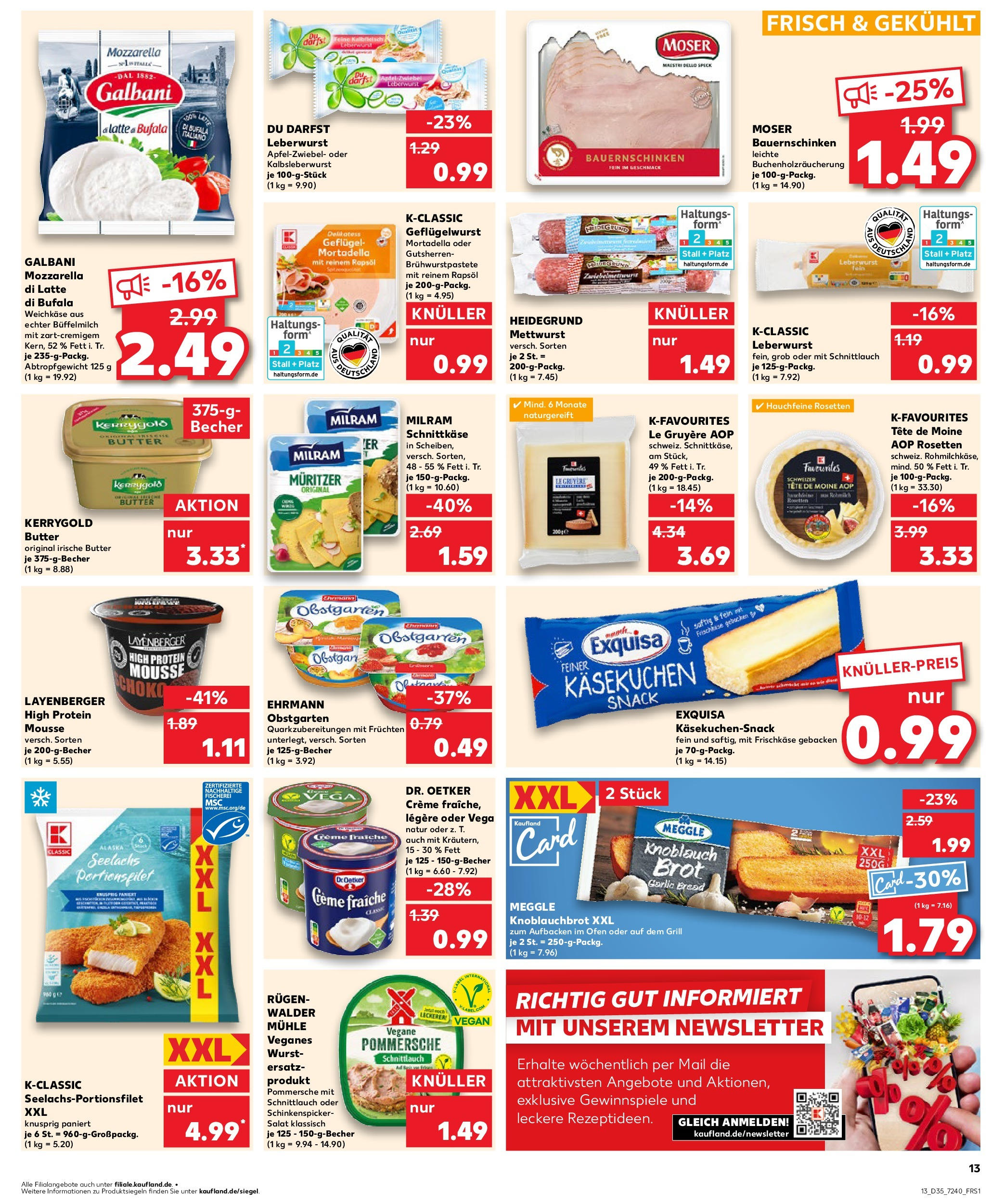 Prospekt Kaufland ab 28.08.2025 » Angebote und Werbung Online | Seite: 13 | Produkte: Milram, Knoblauch, Frischkase, Kerrygold butter Prospekt Kaufland ab 28.08.2025 » Angebote Online zum Blättern | Seite: 13 | Produkte: Milram, Knoblauch, Frischkase, Kerrygold butter