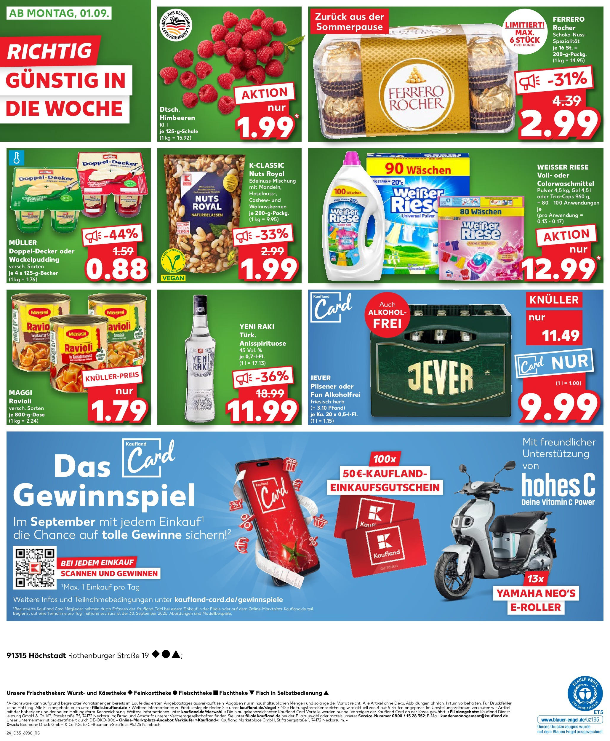 Prospekt Kaufland ab 28.08.2025 » Angebote Online zum Blättern | Seite: 24 | Produkte: Himbeeren, Ferrero rocher, Maggi, Hohes c