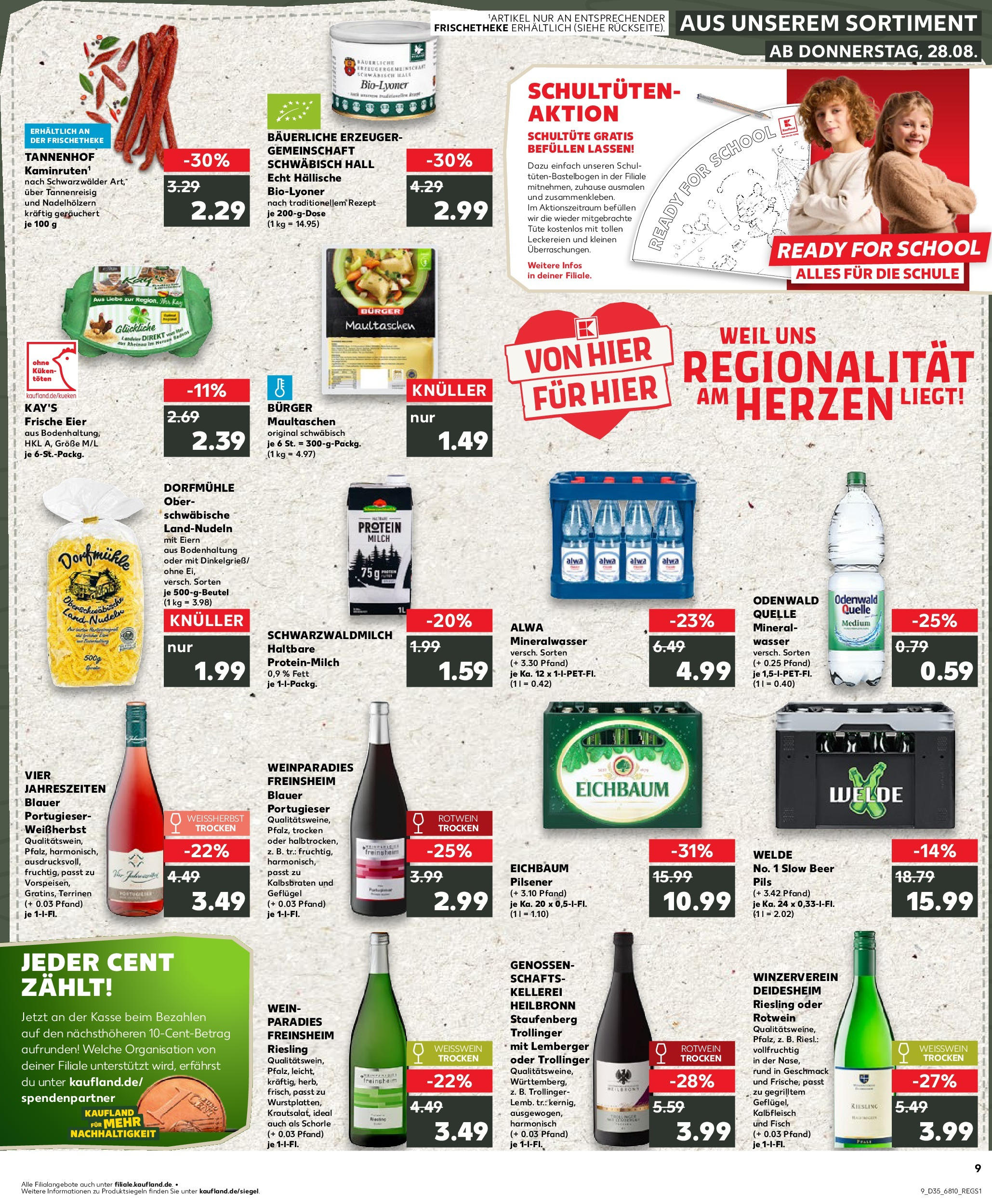 Prospekt Kaufland ab 28.08.2025 » Angebote und Werbung Online | Seite: 9 | Produkte: Milch, Mineralwasser, Fisch, Pasta Prospekt Kaufland ab 28.08.2025 » Angebote Online zum Blättern | Seite: 9 | Produkte: Milch, Mineralwasser, Fisch, Pasta