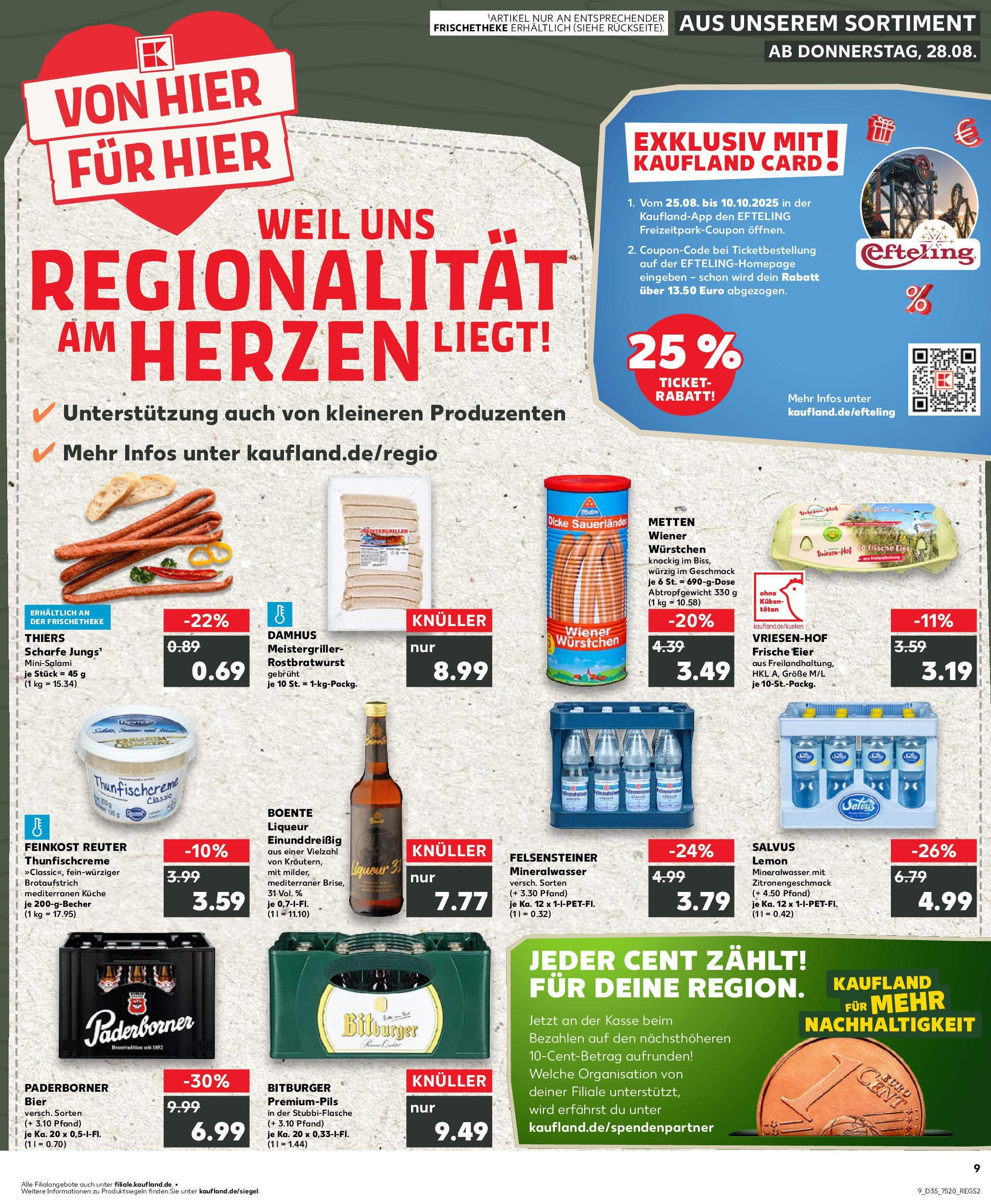 Prospekt Kaufland ab 28.08.2025 » Angebote und Werbung Online | Seite: 9 | Produkte: Bier, Küche, Mineralwasser, Salami Prospekt Kaufland ab 28.08.2025 » Angebote Online zum Blättern | Seite: 9 | Produkte: Bier, Küche, Mineralwasser, Salami