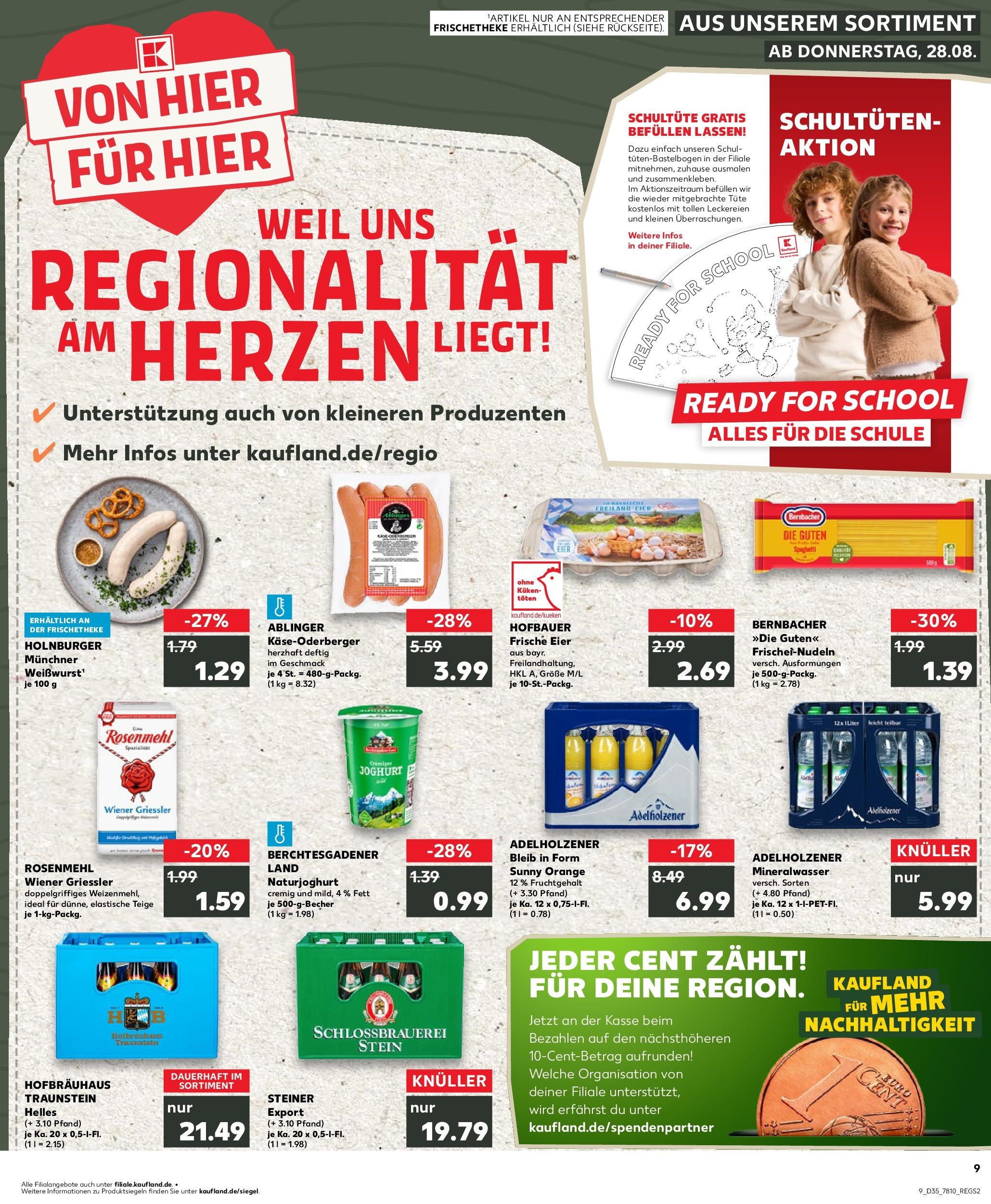 Prospekt Kaufland ab 28.08.2025 » Angebote und Werbung Online | Seite: 9 | Produkte: Joghurt, Eier, Adelholzener, Pasta Prospekt Kaufland ab 28.08.2025 » Angebote Online zum Blättern | Seite: 9 | Produkte: Joghurt, Eier, Adelholzener, Pasta