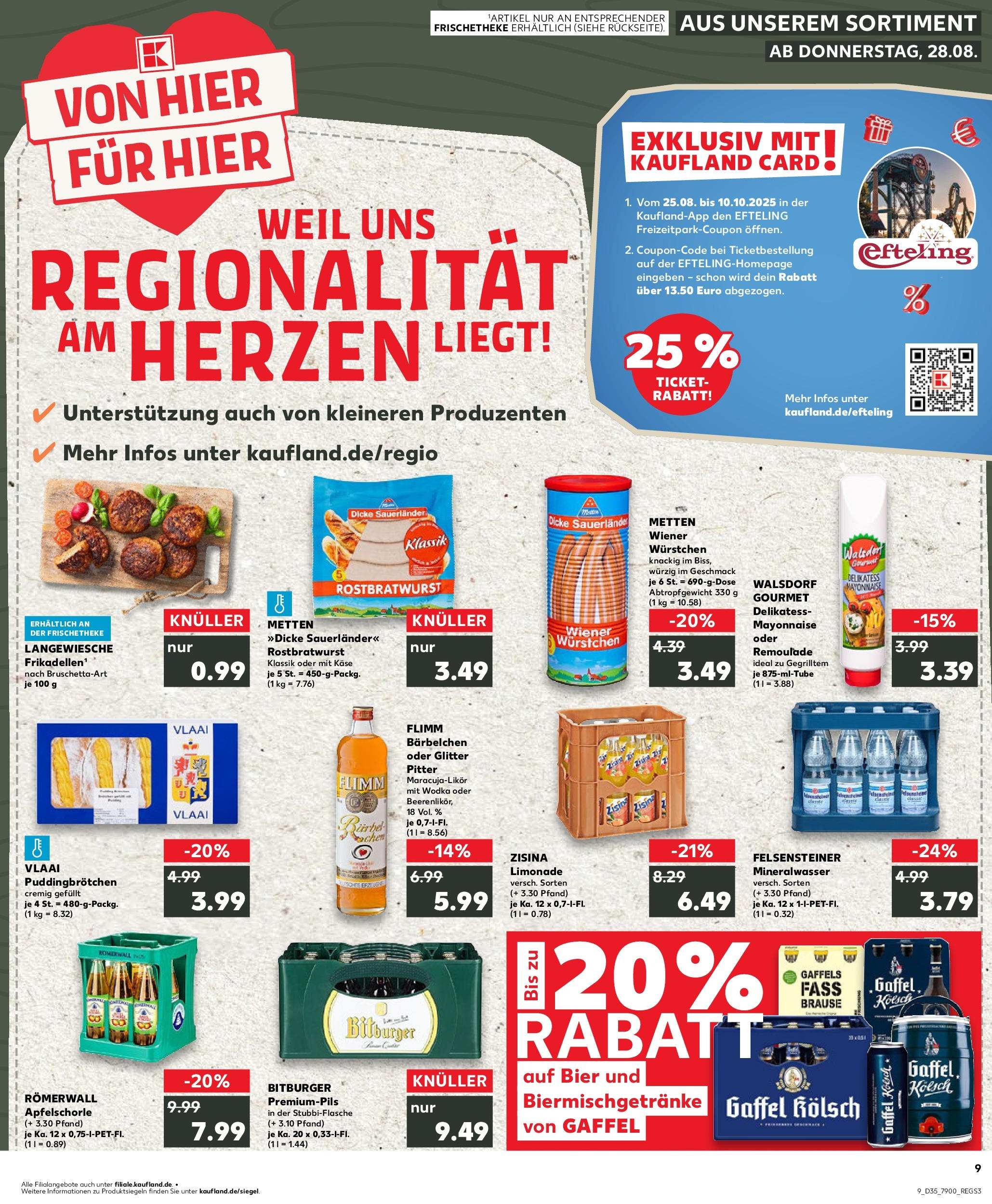 Prospekt Kaufland ab 28.08.2025 » Angebote und Werbung Online | Seite: 9 | Produkte: Wiener wurstchen, Käse, Limonade, Mineralwasser Prospekt Kaufland ab 28.08.2025 » Angebote Online zum Blättern | Seite: 9 | Produkte: Wiener wurstchen, Käse, Limonade, Mineralwasser