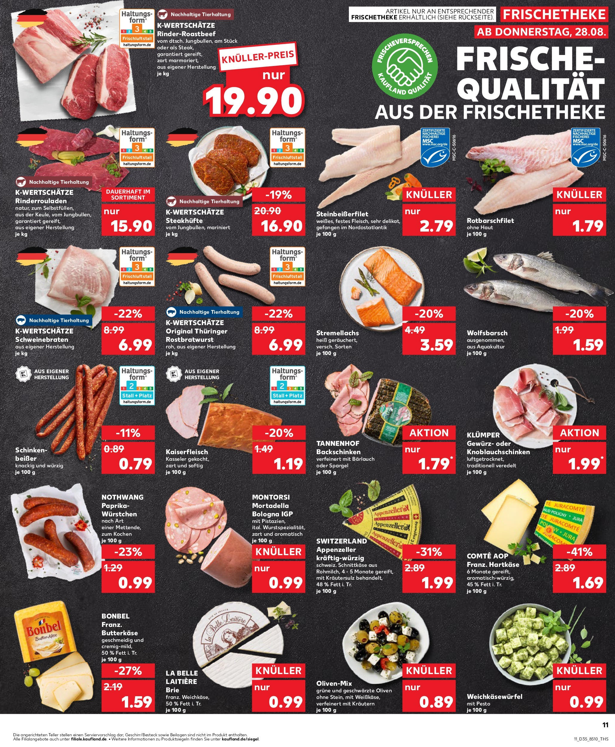 Prospekt Kaufland ab 28.08.2025 » Angebote und Werbung Online | Seite: 11 | Produkte: Butter, Roastbeef, Paprika, Schinken Prospekt Kaufland ab 28.08.2025 » Angebote Online zum Blättern | Seite: 11 | Produkte: Butter, Roastbeef, Paprika, Schinken