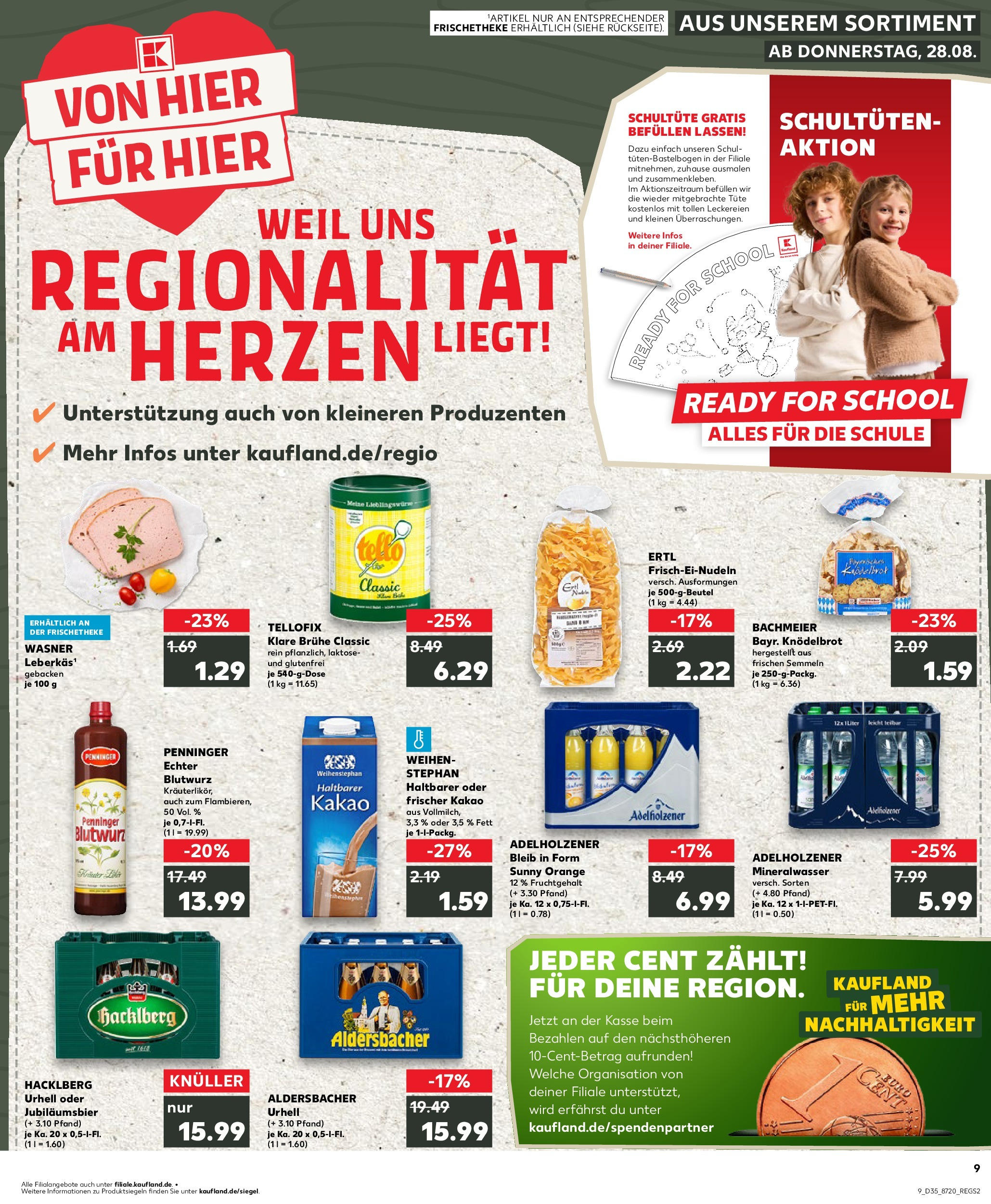 Prospekt Kaufland ab 28.08.2025 » Angebote und Werbung Online | Seite: 9 | Produkte: Adelholzener, Mineralwasser Prospekt Kaufland ab 28.08.2025 » Angebote Online zum Blättern | Seite: 9 | Produkte: Adelholzener, Mineralwasser