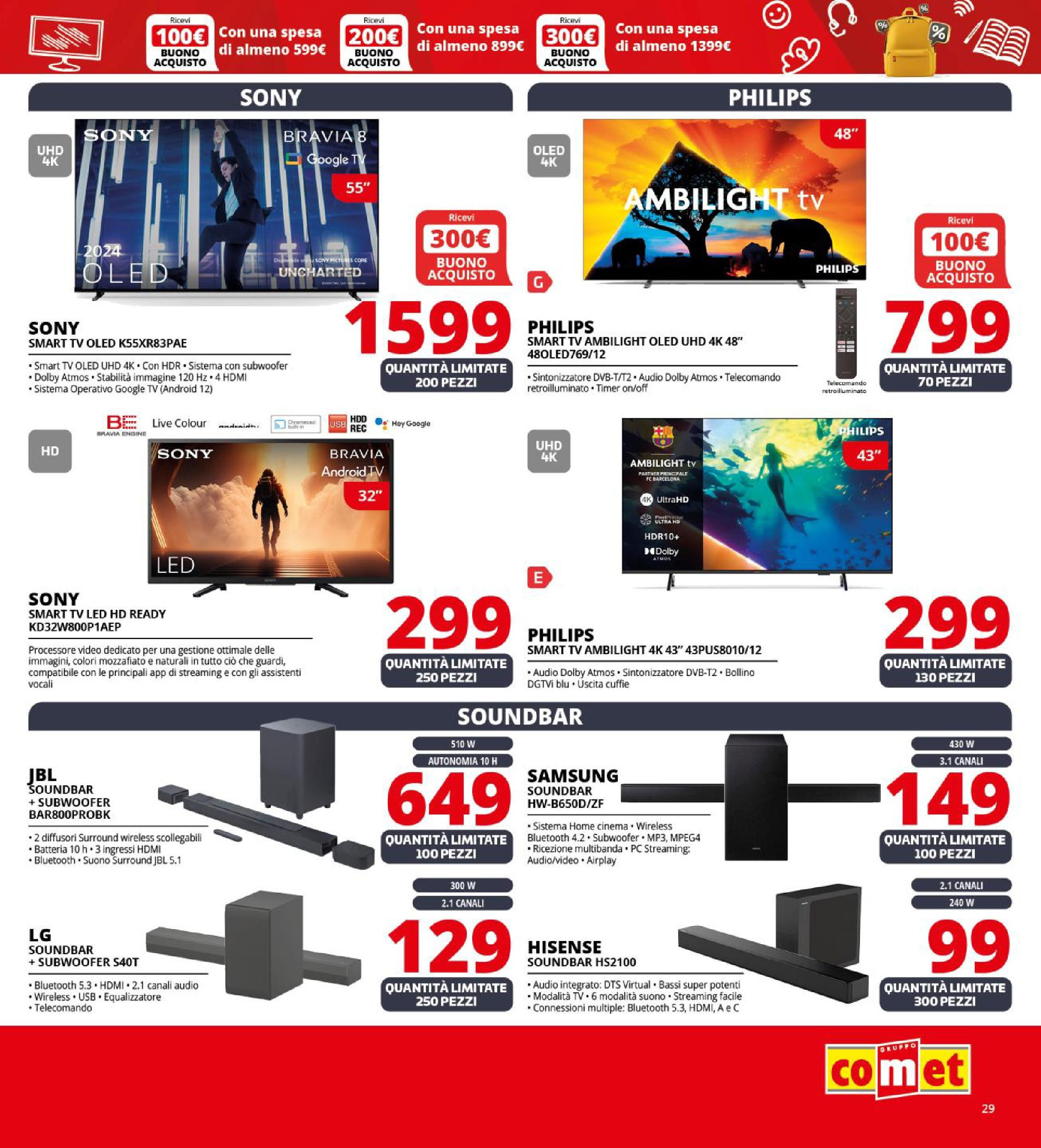 Comet - Buoni che fanno scuola da Comet! dal 20/08/2025 anteprima > nuovo offerte!⏳ | Pagina: 29 | Prodotti: smart TV, Soundbar, TV, Samsung Nuovo Comet - Buoni che fanno scuola da Comet! dal 20/08/2025 > offerte anteprima 🛍️ | Pagina: 29 | Prodotti: smart TV, Soundbar, TV, Samsung