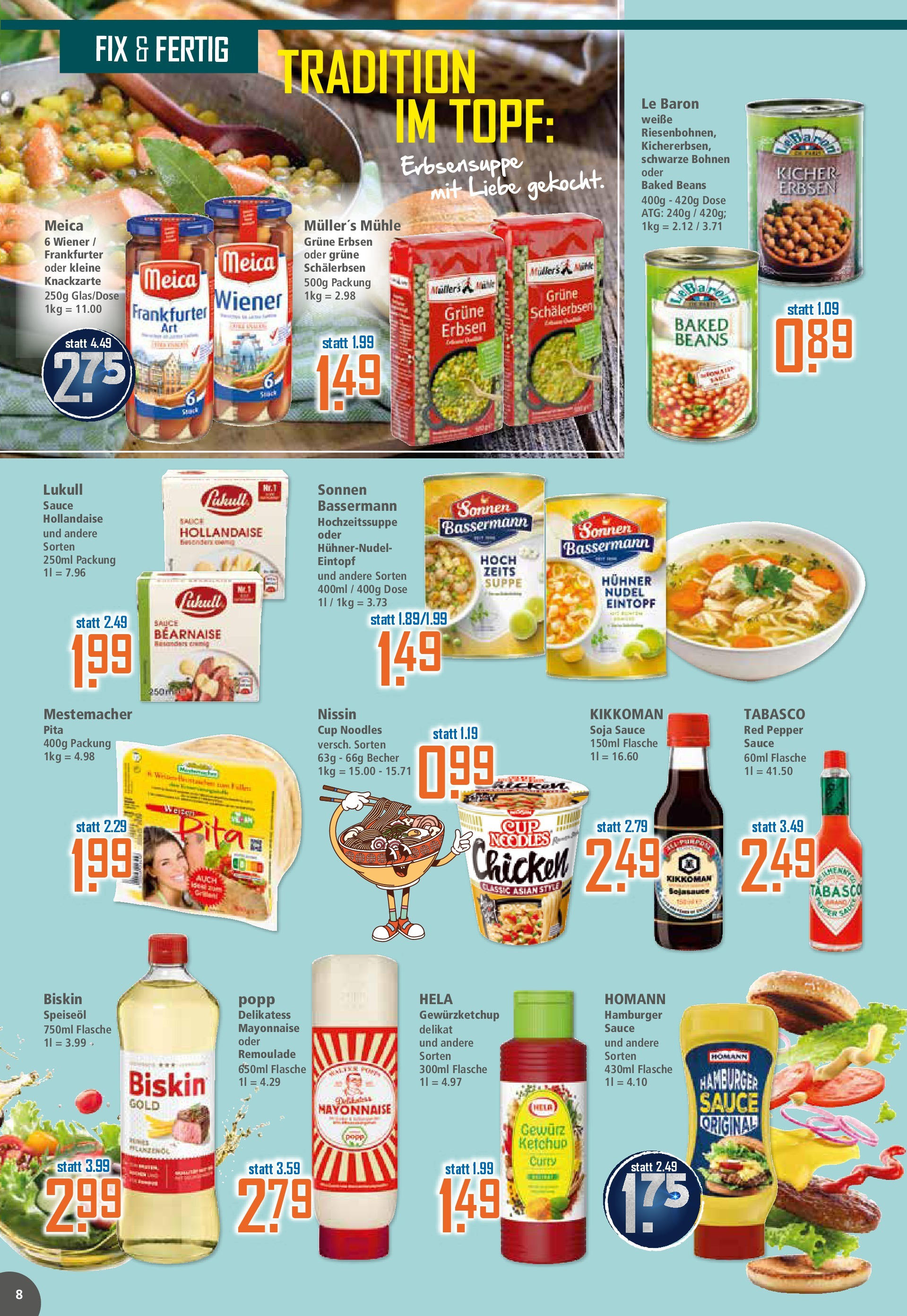 Klaas & Kock Prospekt 	 (ab 01.09.2025) zum Blättern | Seite: 8 | Produkte: Mühle, Mayonnaise, Ketchup, Erbsen
