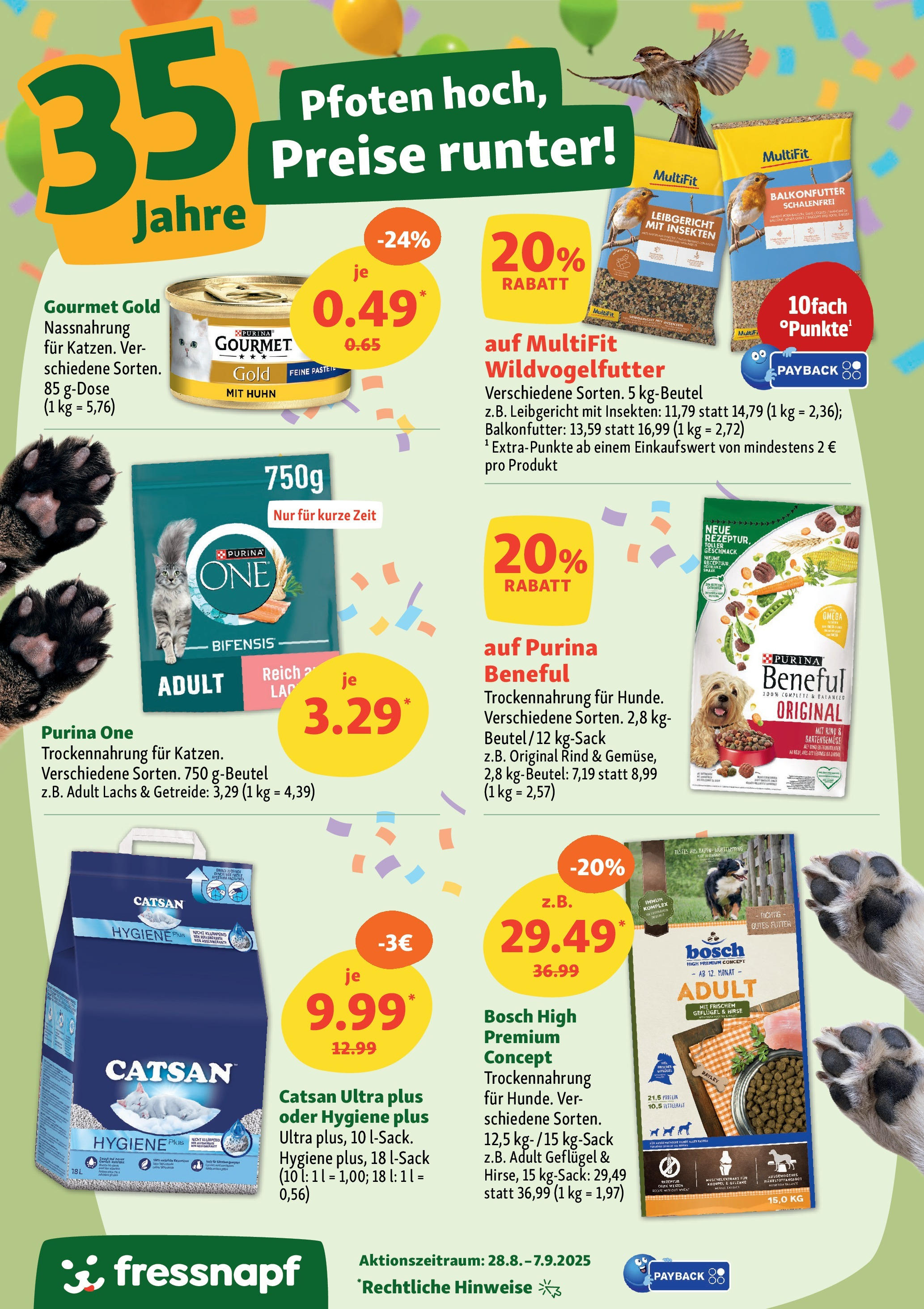 Fressnapf - Fressnapf: Pfoten hoch, Preise runter! (ab 27.08.2025) zum Blättern | Seite: 2 | Produkte: Purina one, Catsan, Bosch, Getreide