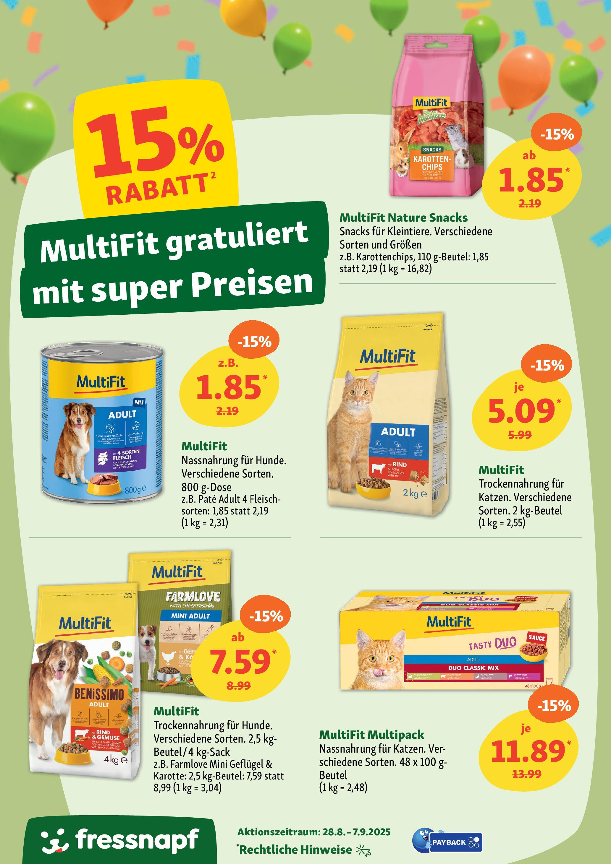 Fressnapf - Fressnapf: Pfoten hoch, Preise runter! (ab 27.08.2025) zum Blättern | Seite: 6 | Produkte: Gemüse, Chips, Karotte, Fleisch
