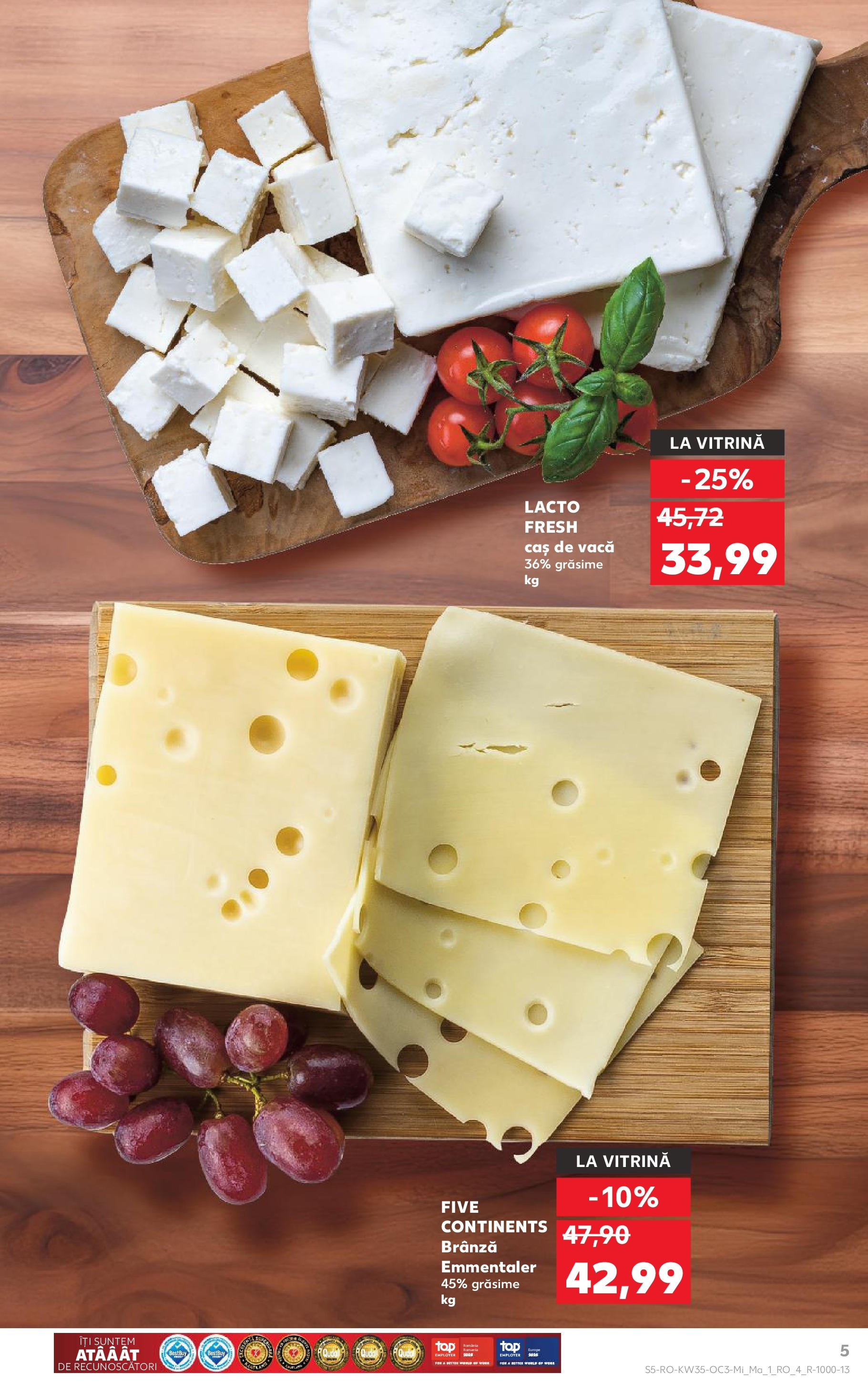 Catalog Kaufland - Târgu Mureș 27.08.2025 - Revista si Oferta | Pagină: 5 | Produse: Vitrină, Brânză