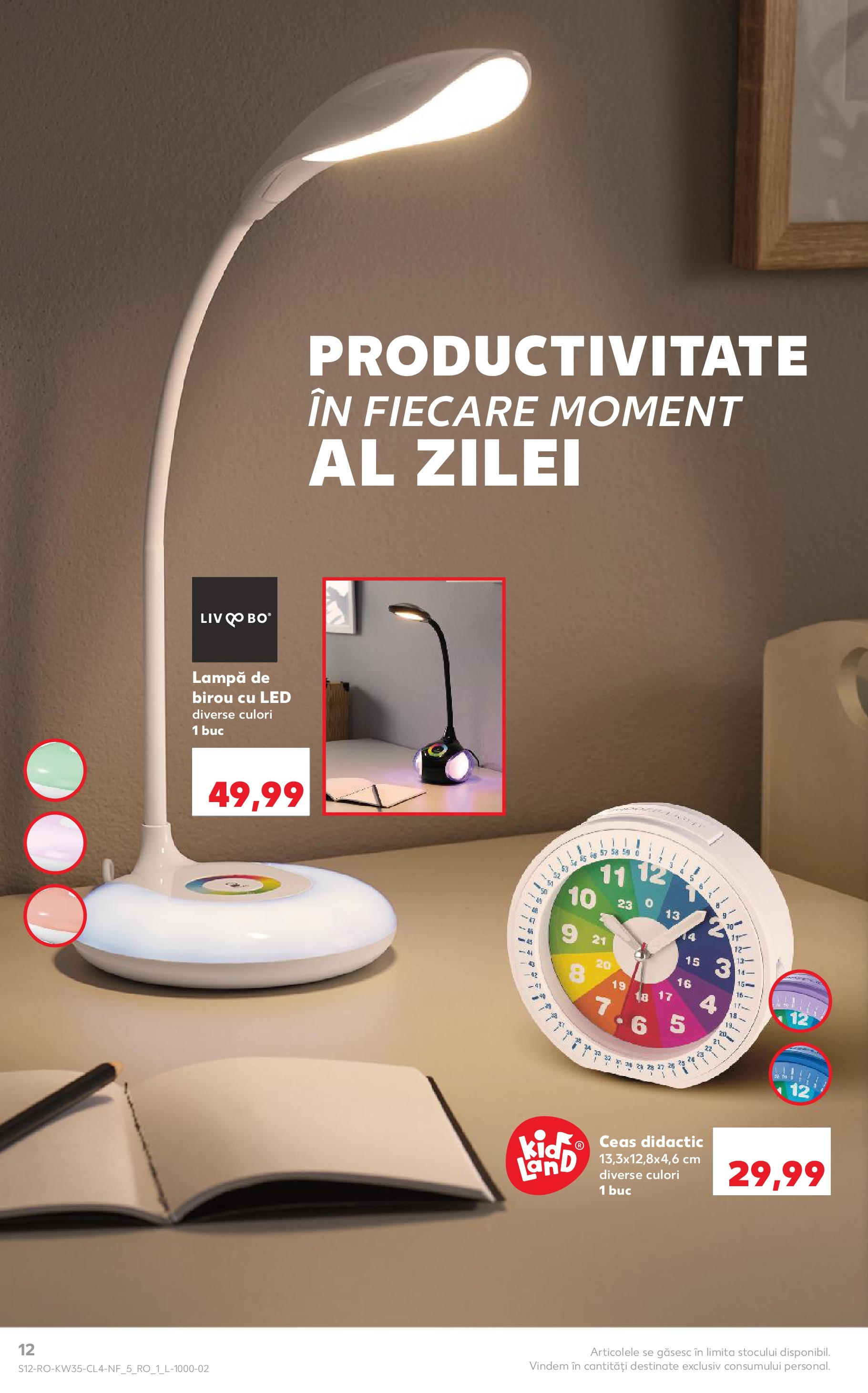 Catalog Kaufland - Tulcea 26.08.2025 - Revista si Oferta | Pagină: 12 | Produse: Ceas, Çikolatalı gofret, Lampă, Lampă De Birou