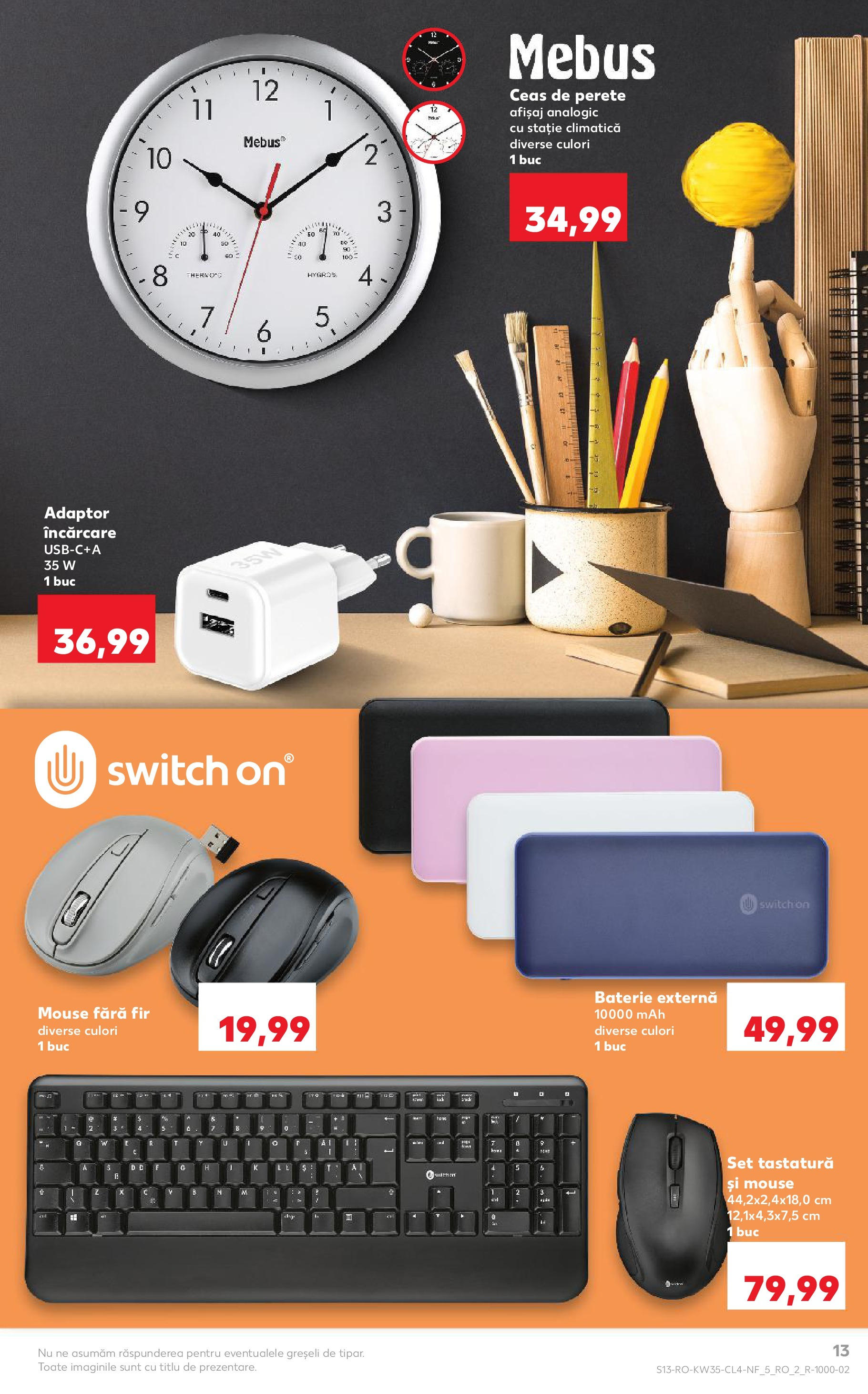 Catalog Kaufland - Tulcea 26.08.2025 - Revista si Oferta | Pagină: 13 | Produse: Ceas, Tastatură, Adaptor, Baterie