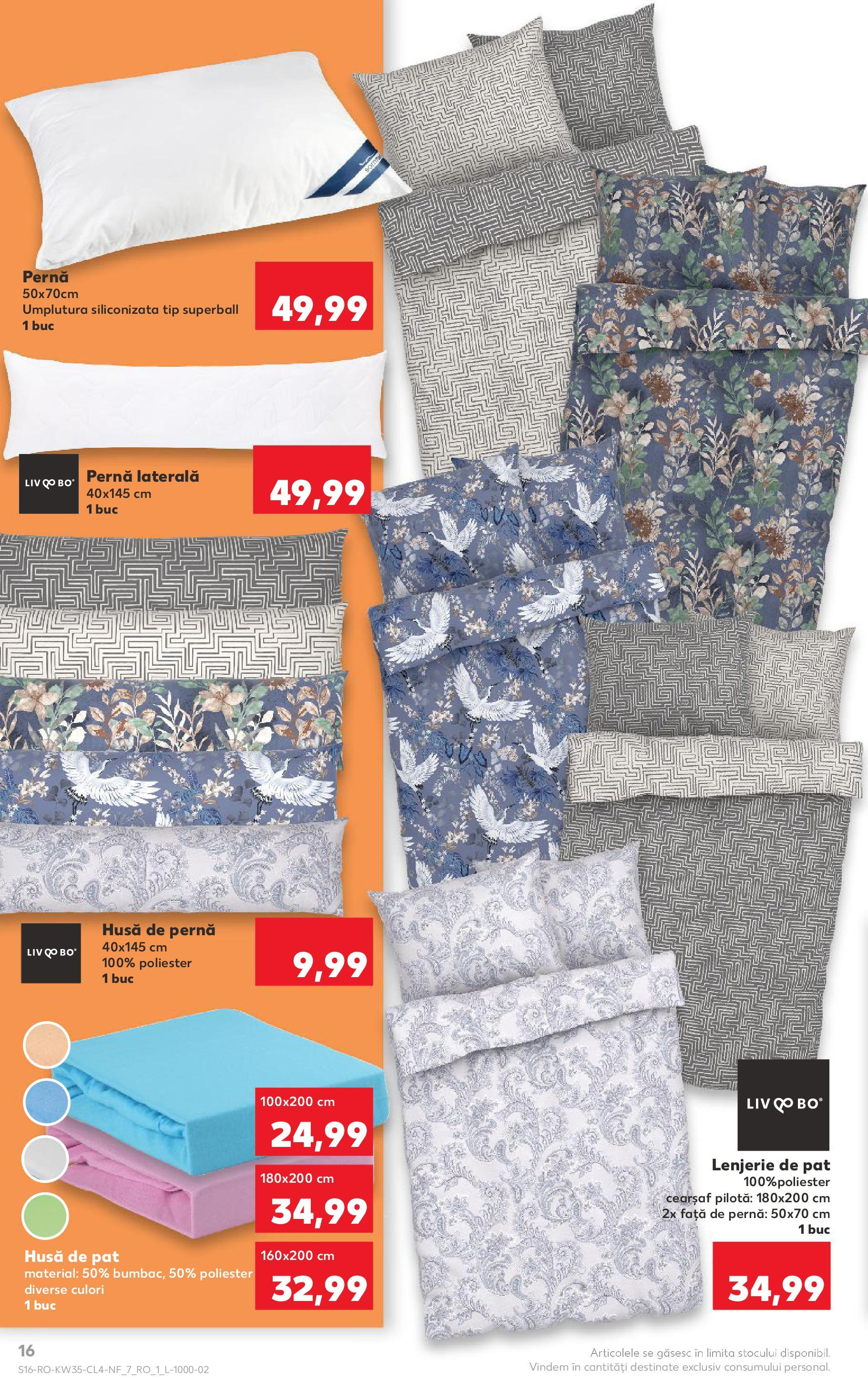 Catalog Kaufland - Tulcea 26.08.2025 - Revista si Oferta | Pagină: 16 | Produse: Pat, Lenjerie de pat, Pernă, Față de pernă
