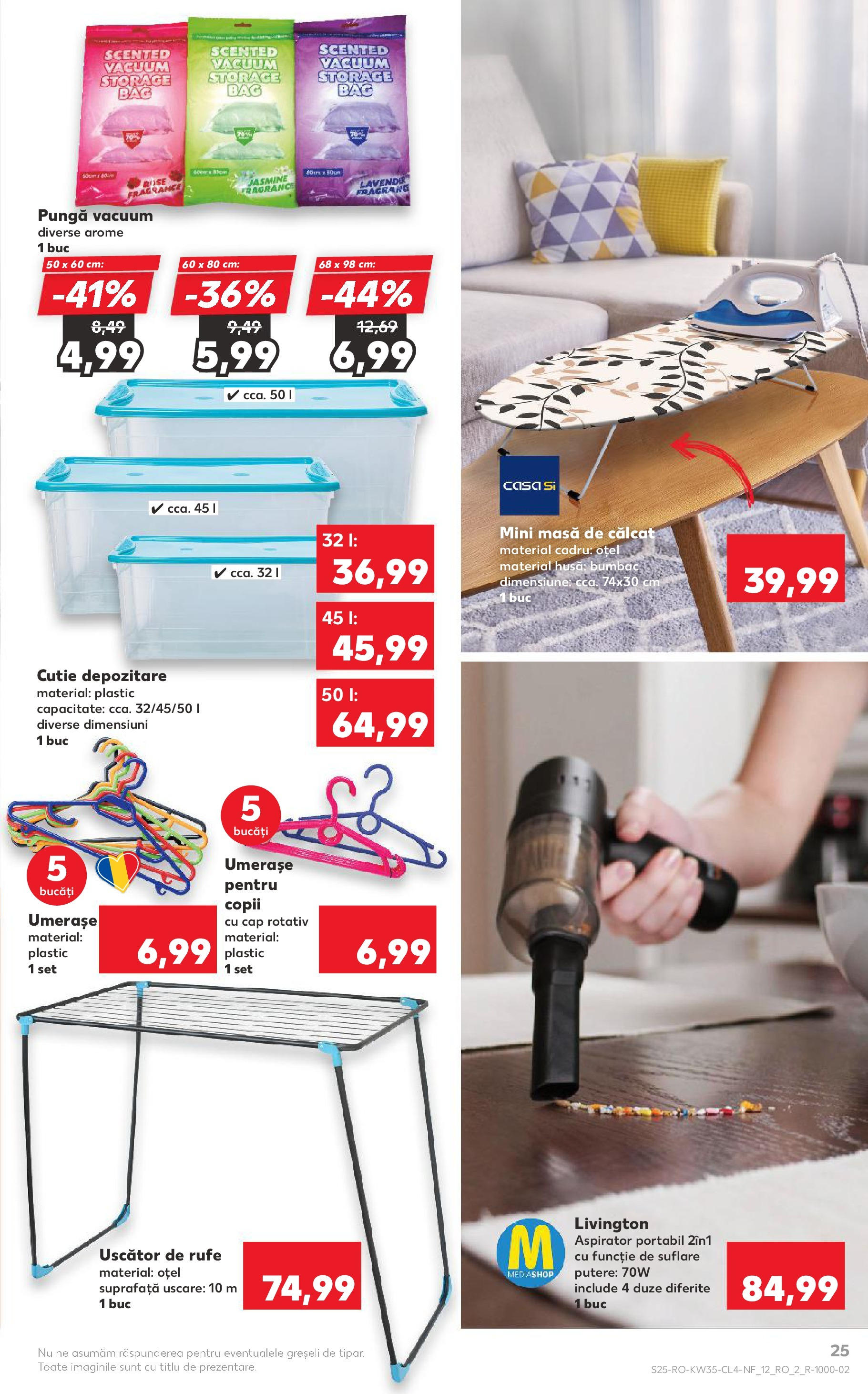 Catalog Kaufland - Tulcea 26.08.2025 - Revista si Oferta | Pagină: 25 | Produse: Uscător, Aspirator, Masă, Masă de călcat