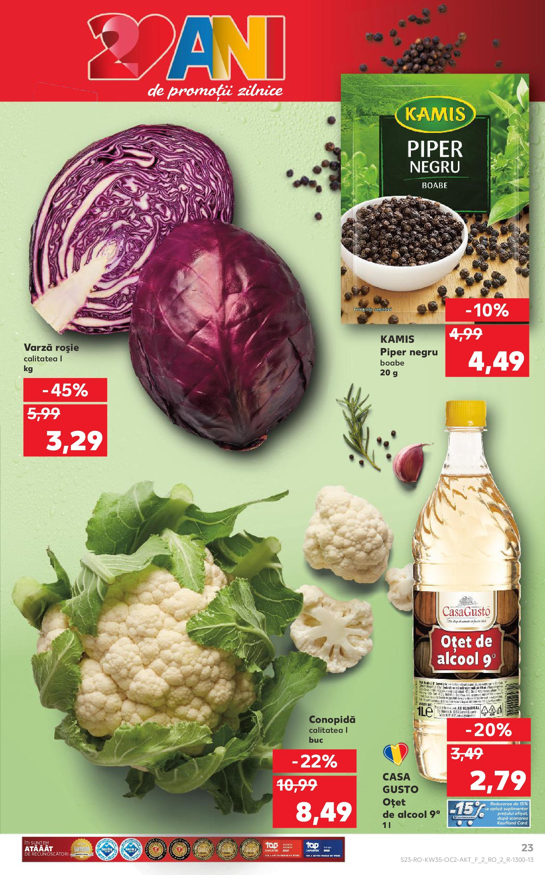 Catalog Kaufland - Deva 27.08.2025 - Revista si Oferta | Pagină: 23 | Produse: Varză, Conopidă, Oțet, Piper