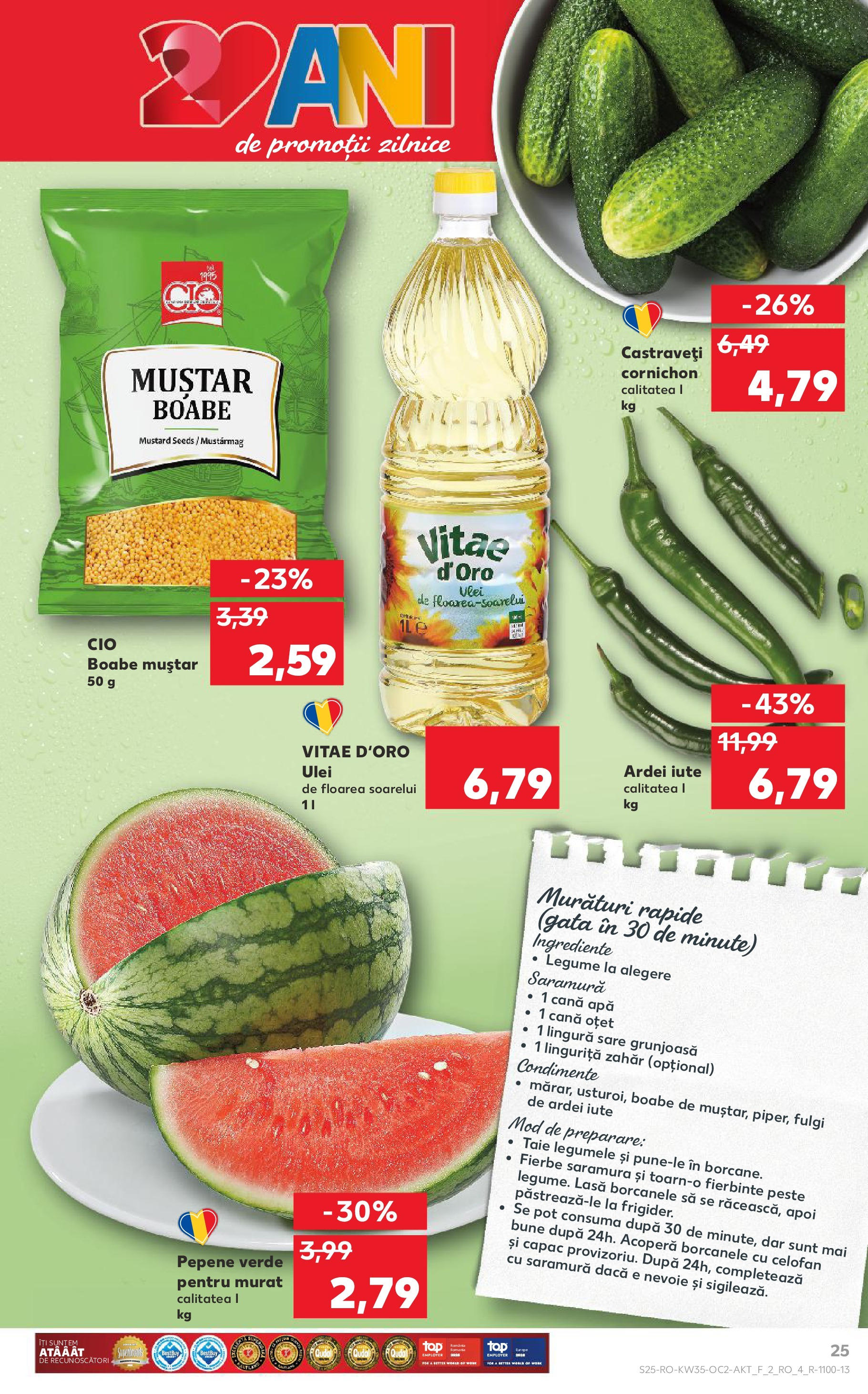 Catalog Kaufland - Deva 27.08.2025 - Revista si Oferta | Pagină: 25 | Produse: Ulei, Pește, Condimente, Legume