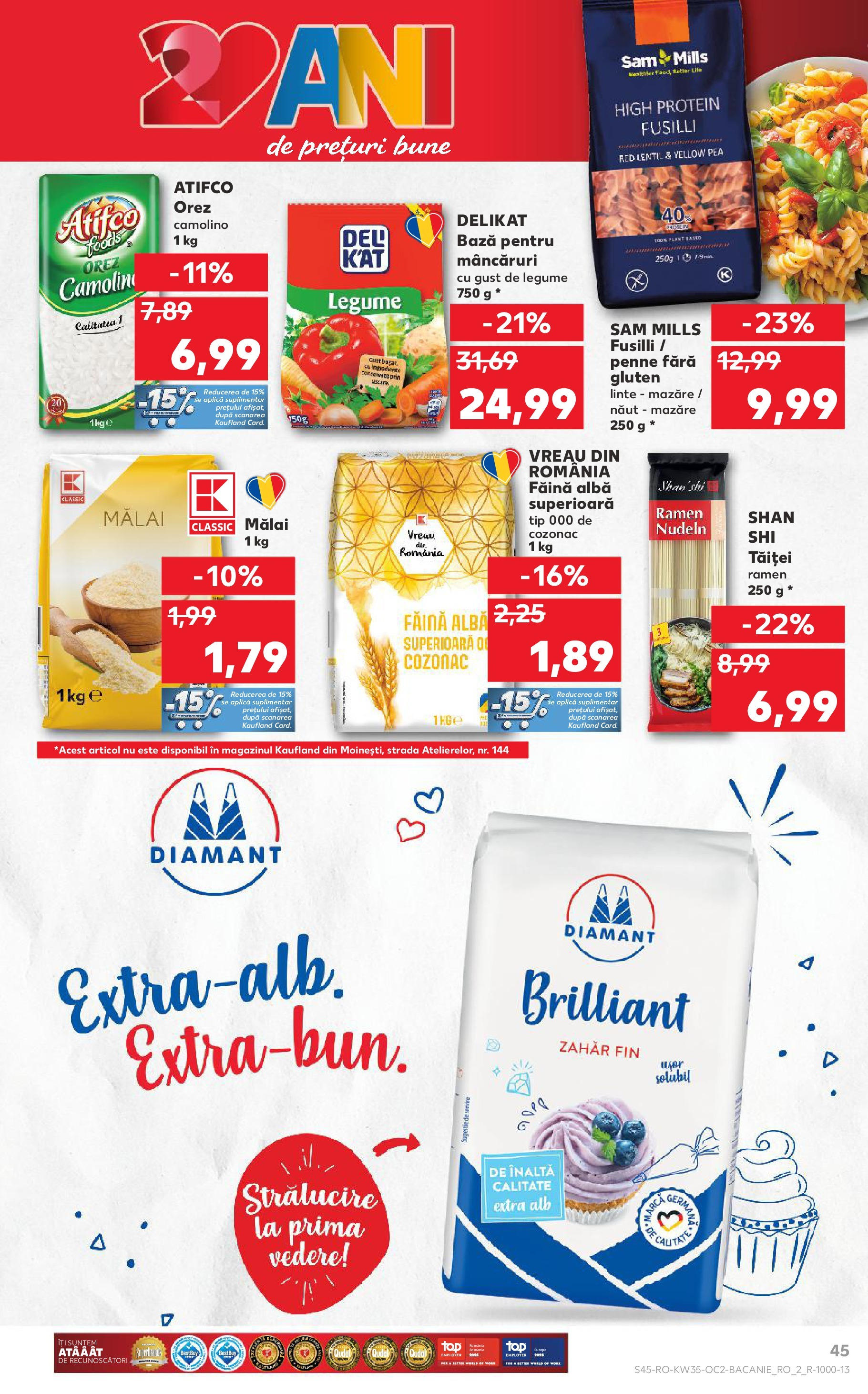 Catalog Kaufland - Deva 27.08.2025 - Revista si Oferta | Pagină: 45 | Produse: Orez, Noodles, Mălai, Legume