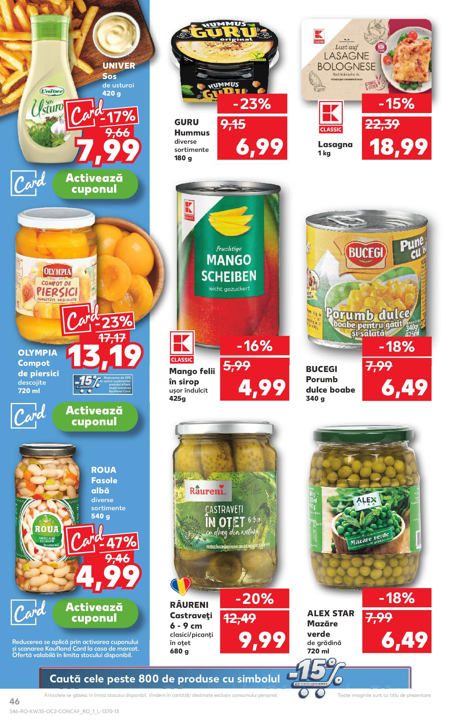 Catalog Kaufland - Codlea 27.08.2025 - Revista si Oferta | Pagină: 46 | Produse: Mazăre, Lasagna, Pește, Fasole albă