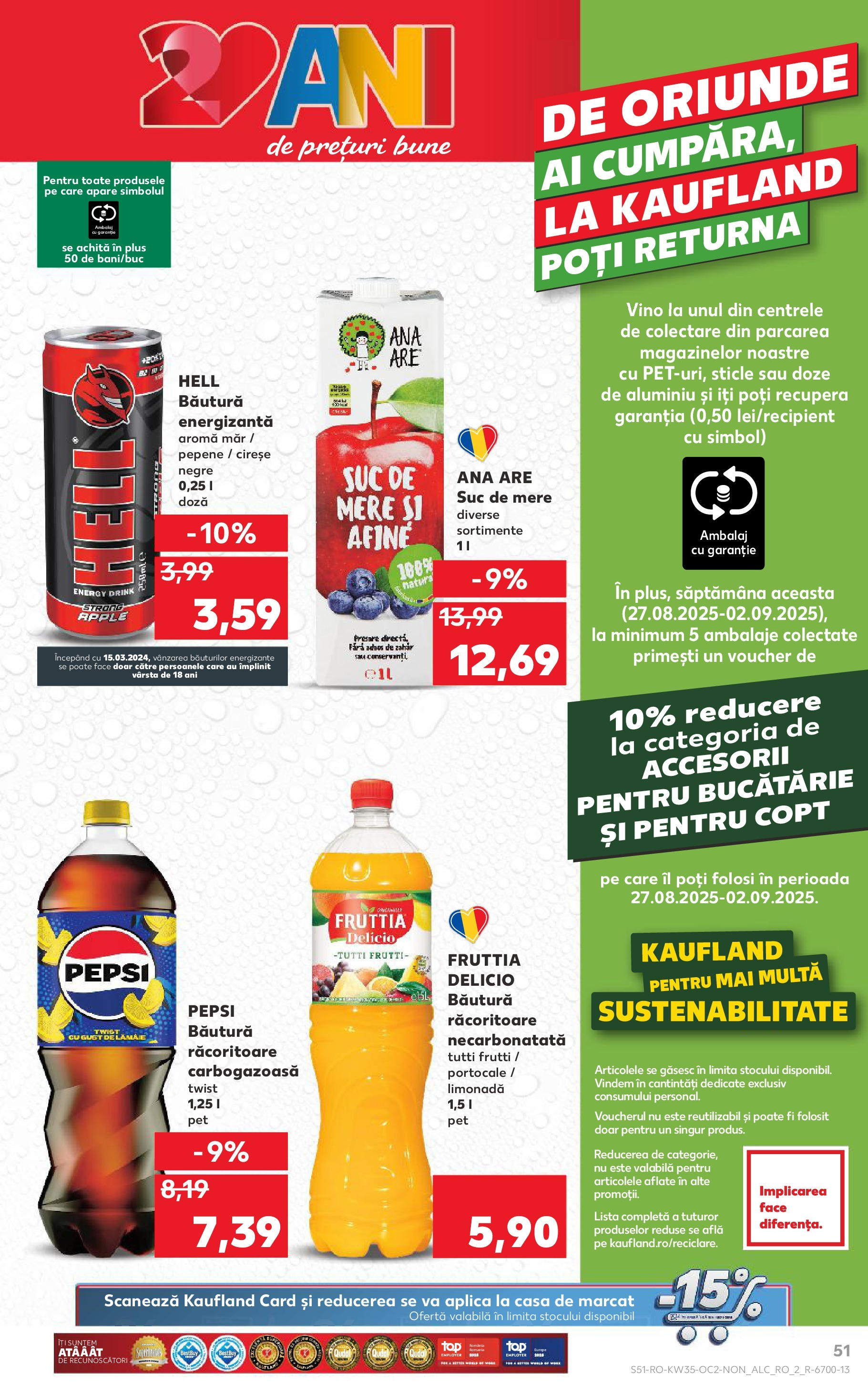 Catalog Kaufland - Slatina 27.08.2025 - Revista si Oferta | Pagină: 51 | Produse: Apple, Băutură energizantă, Cireșe, Zahăr